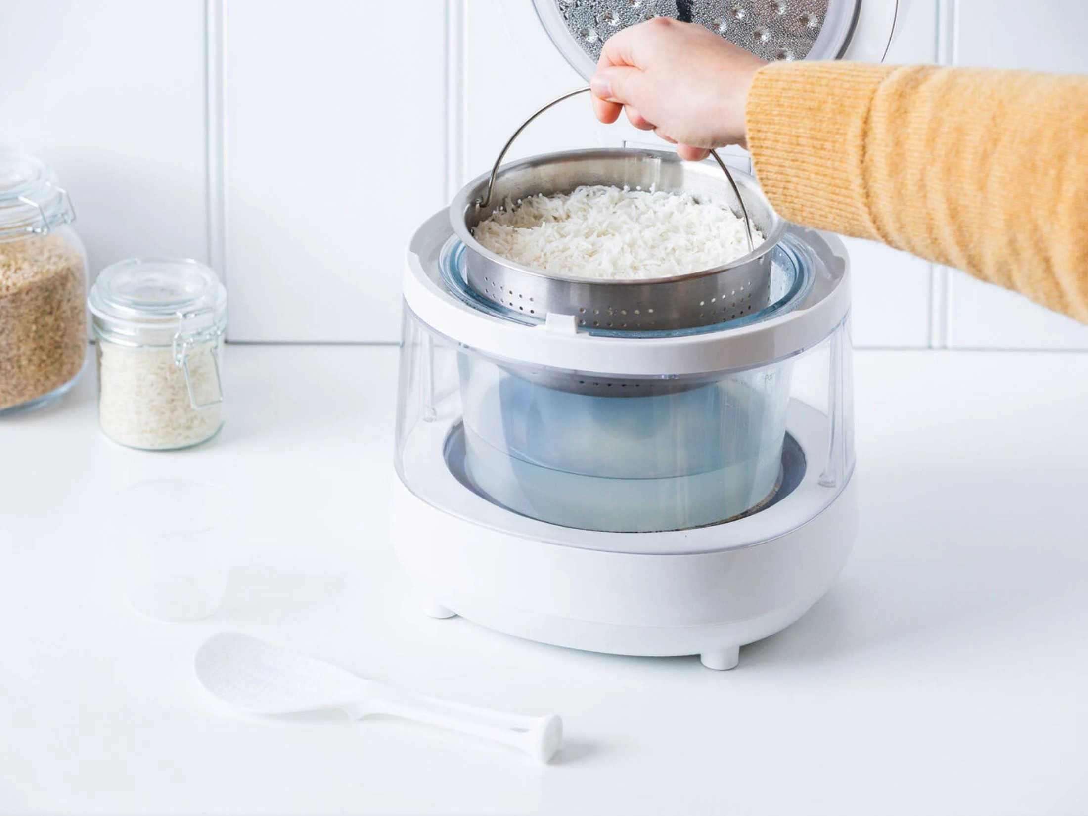 2 Healthy Choice PFAS Free 5 Cup Glass Rice Cooker, 600W with Low Sugar Basket, LED Display and 8 Smart Cooking Programs, 2 of 5