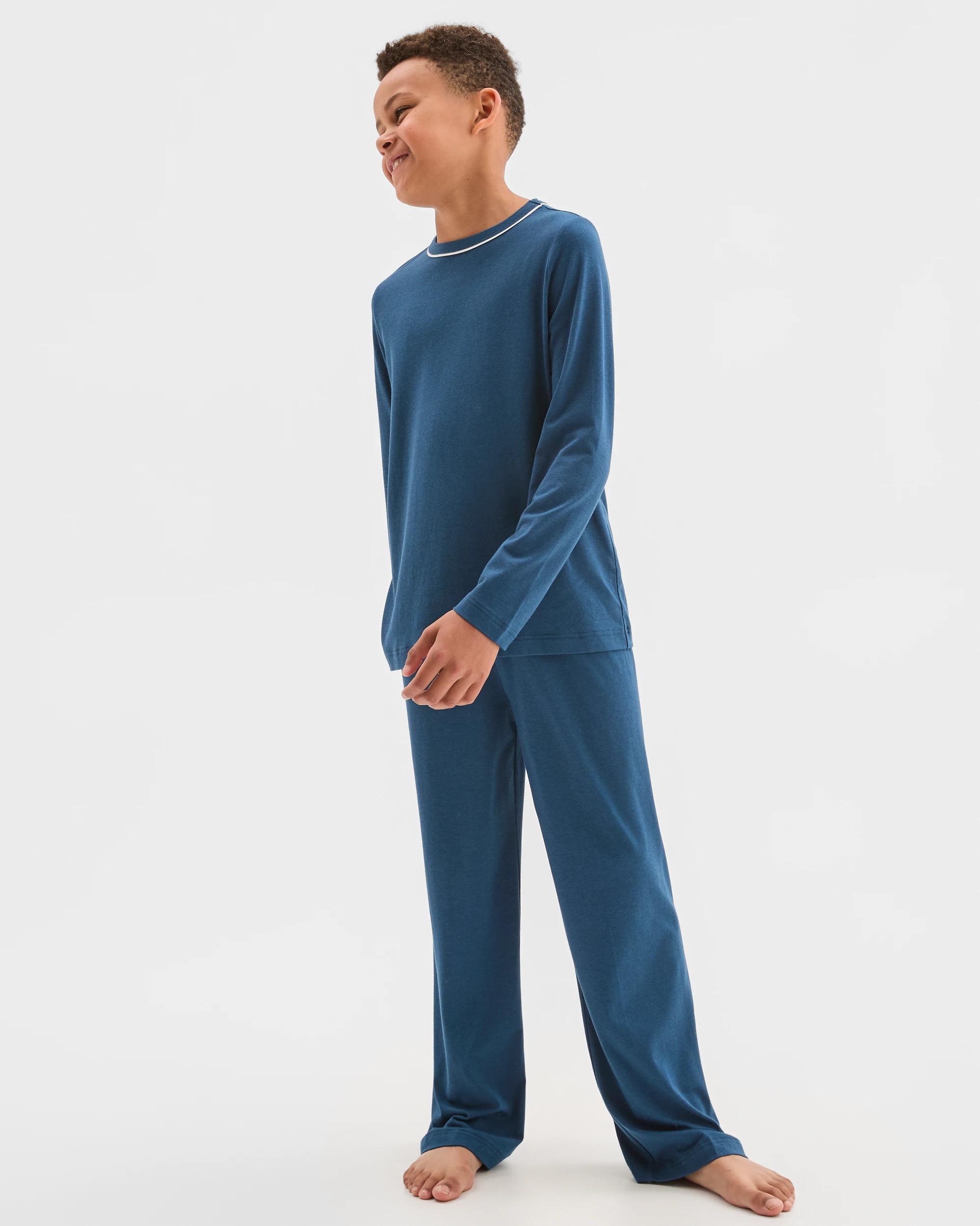 2 Target Kids Bamboo Older Boys Long Sleeve and Pants Pyjama Set NAVY SOLID, 2 of 5