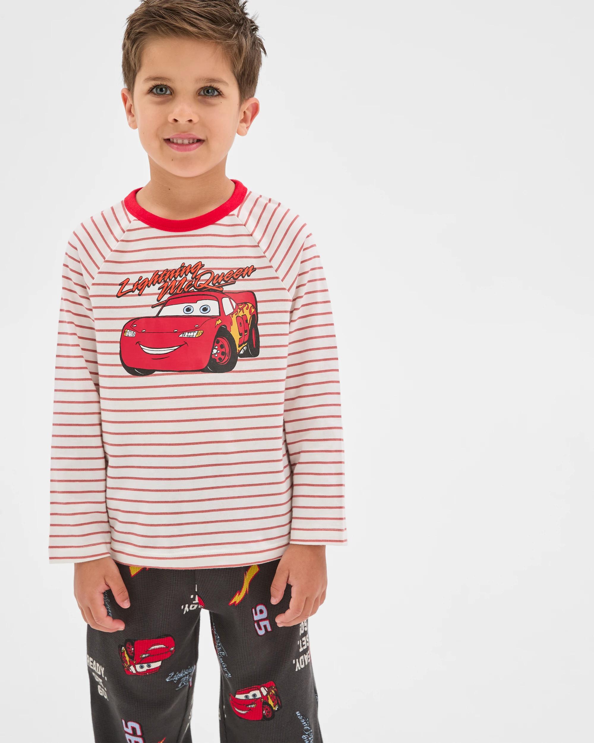 2 Disney Organic Cotton Younger Boys Jersey/Waffle Pyjama Set CARS, 2 of 7