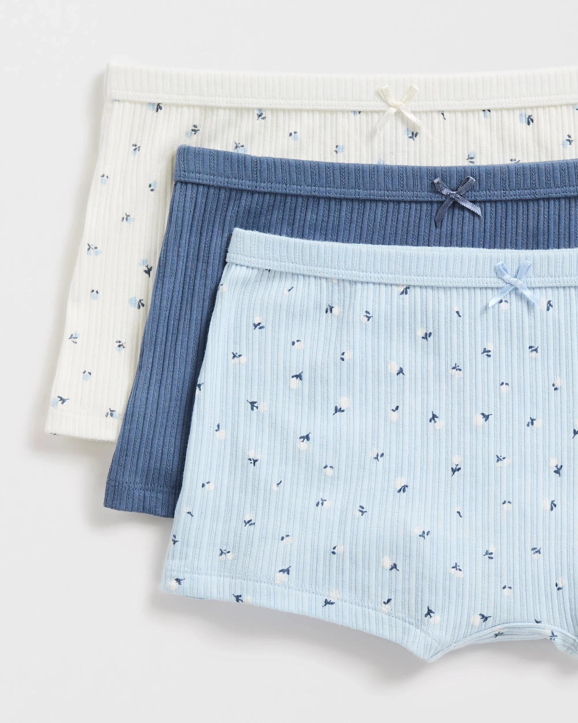 2 Australian Cotton Blend Older Girls Shorties 3 Pack - Maxx BLUE FLORAL, 2 of 2