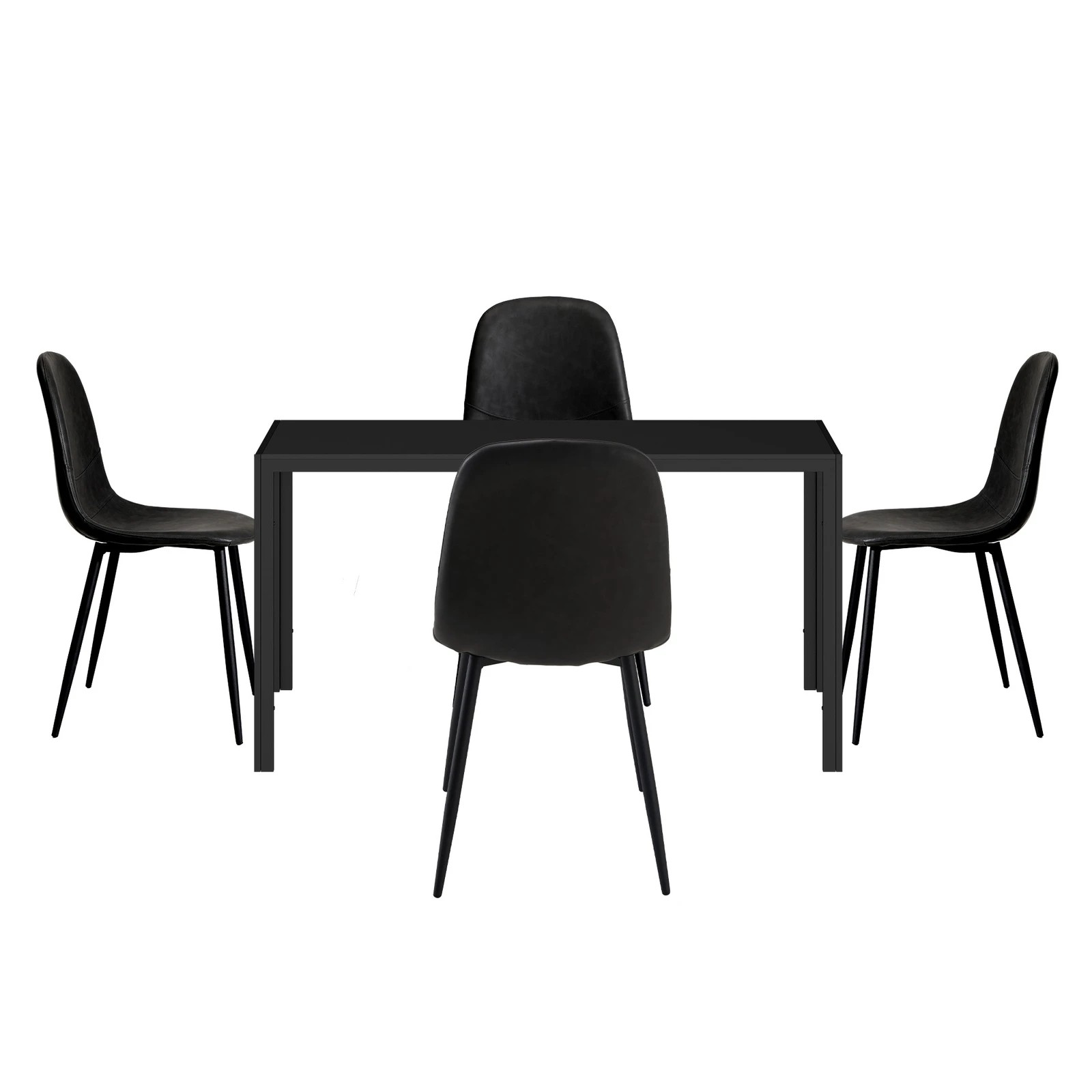 7 Oikiture 1.2m Rectangular Dining Table and Chairs 4-Seater Kitchen Furniture Set - Black, 7 of 9