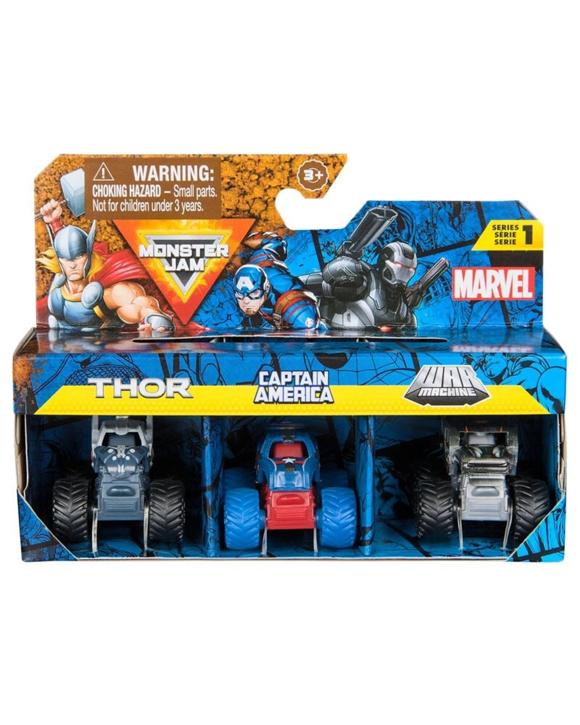 Monster Jam Minis Marvel 3 Pack Bundle - Thor/Captain America/War Machine