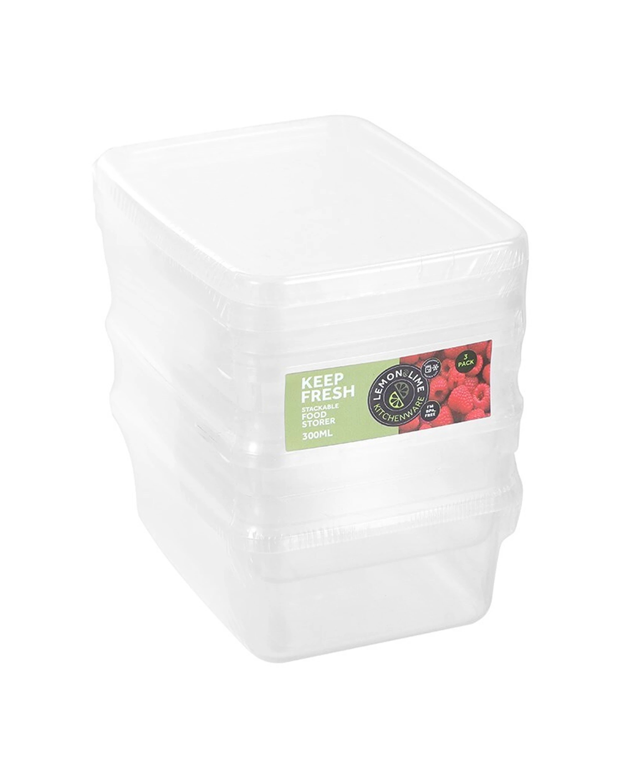 1 3pk Lemon & Lime Keep Fresh 300ml/11cm Food Container Takeaway Storage Clear
 - Clear, 1 of 7
