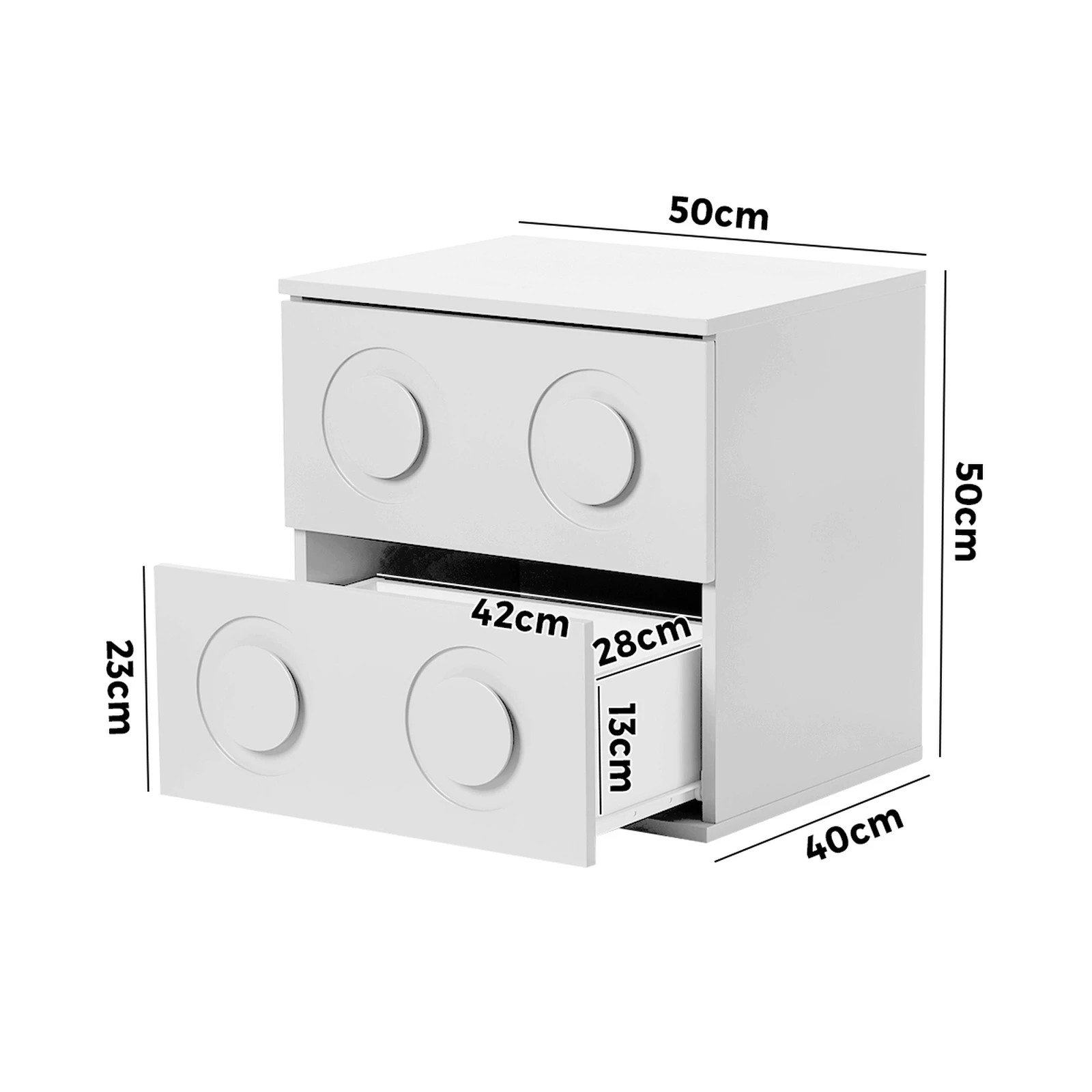 2 Oikiture 2x Bedside Table 2 Drawers Nightstand Side Storage Cabinet - White, 2 of 9
