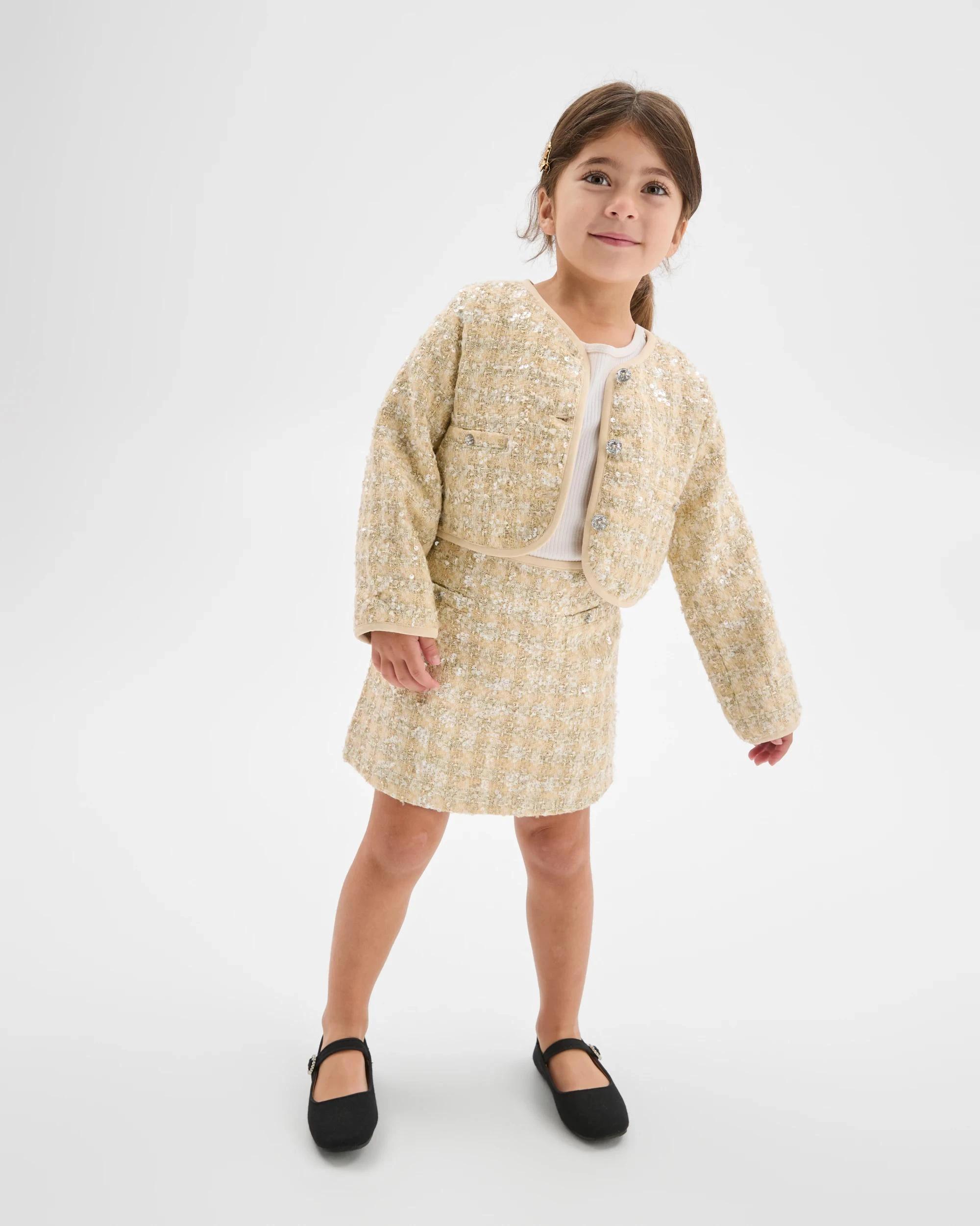 1 Target Kids Sequin Tweed Skirt CREAM, 1 of 6