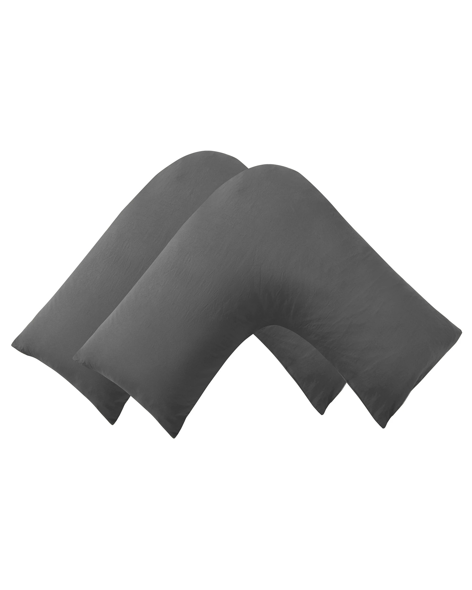 2 Dreamaker Superfine Washed Microfibre V-Shape Pillowcase Twin Pack - Charcoal, 2 of 5