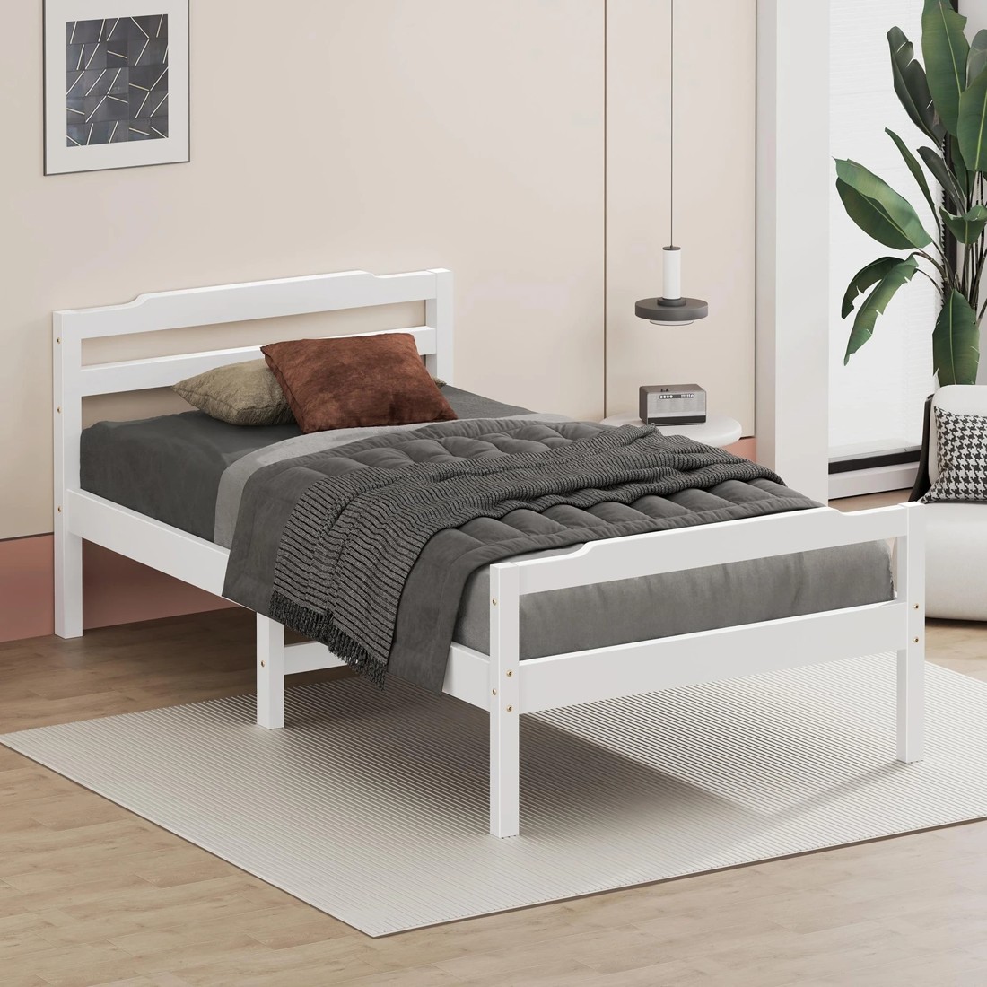 8 Alfordson Bed Frame Wooden Single Size Mattress Base Platform Timber Dubem - White, 8 of 10