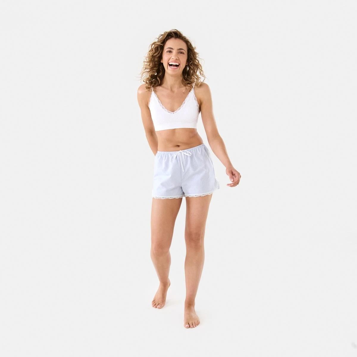 2 Stripe Lace Trim Shorts STRIPE BLUE HALOGEN BLUE, 2 of 8