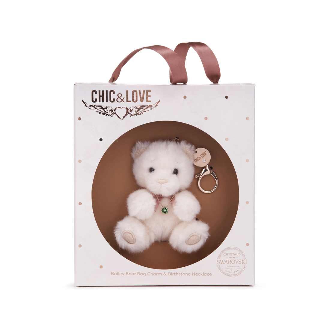 1 Chic & Love - Bailey Bear Bag Charm & Necklace May - Gift Set - White, 1 of 4