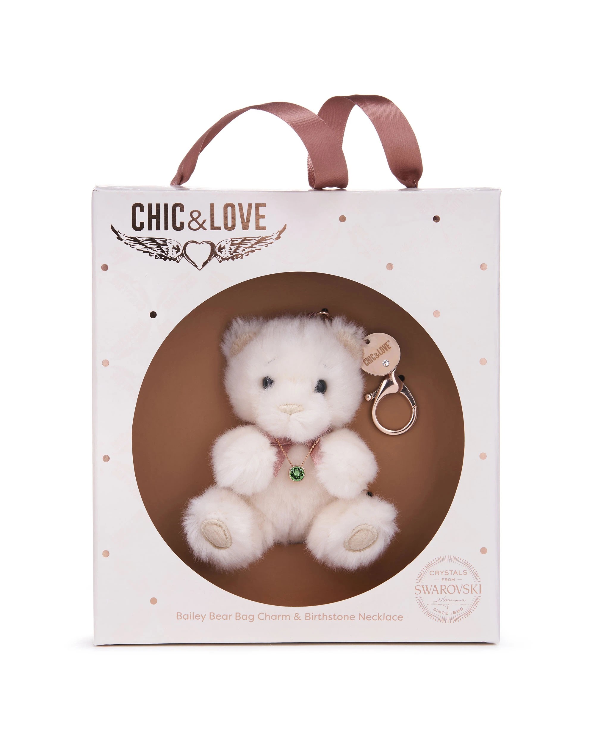 1 Chic & Love - Bailey Bear Bag Charm & Necklace May - Gift Set - White, 1 of 4