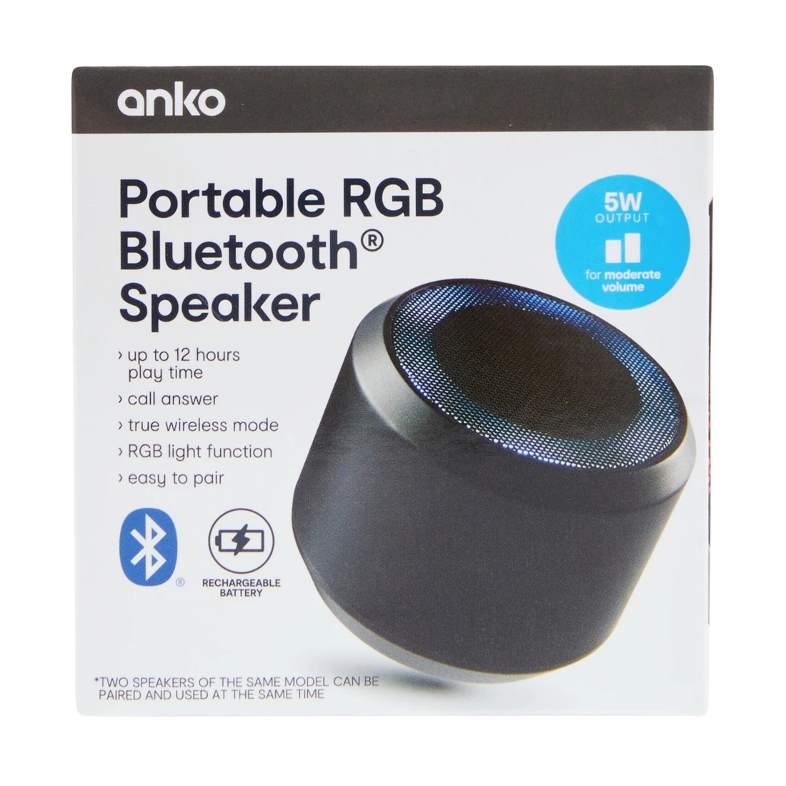 10 Portable RGB Bluetooth Speaker - Black, 10 of 10