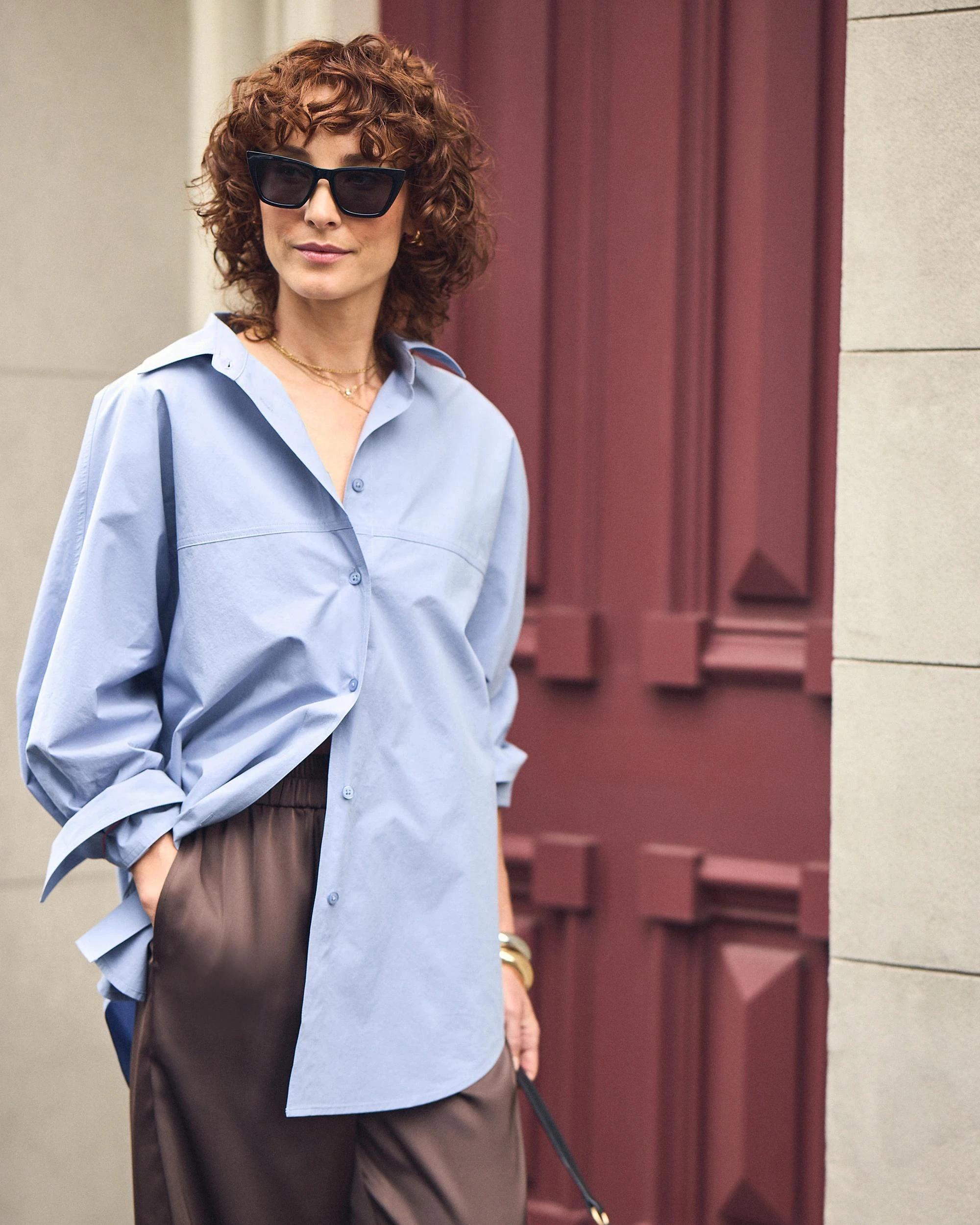 8 Target Woman Australian Cotton Long Sleeve Seam Shirt DUSTY BLUE, 8 of 10