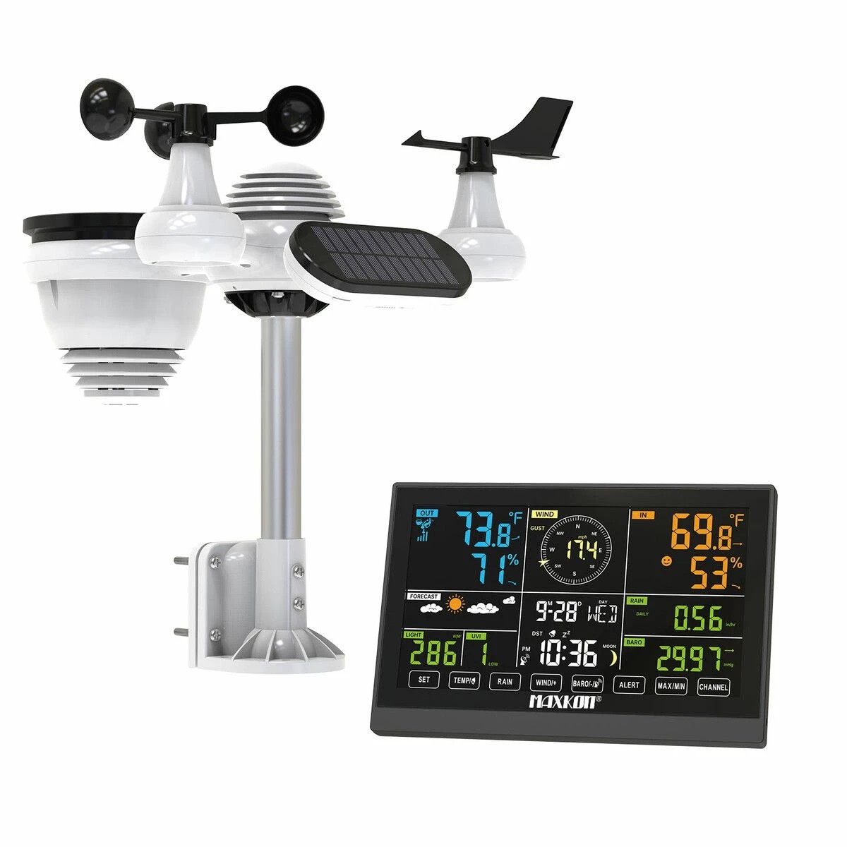 3 AUSWAY 7-in-1 Wireless Weather Station with Outdoor Sensor, Indoor & Outdoor Thermometer 150m Range No WiFi, 3 of 4