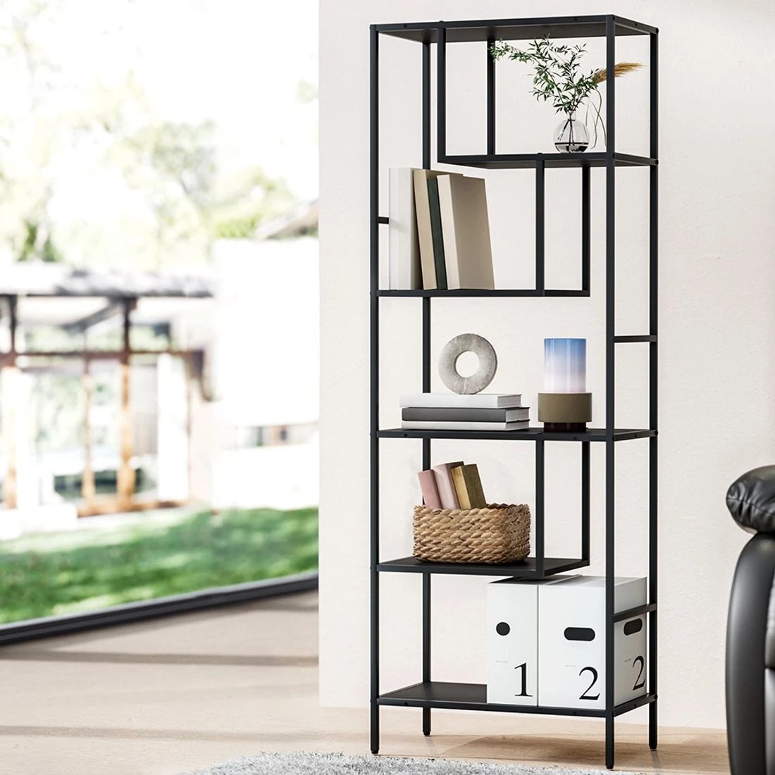 3 Artiss Bookshelf 5 Tiers RHYS - Black, 3 of 8