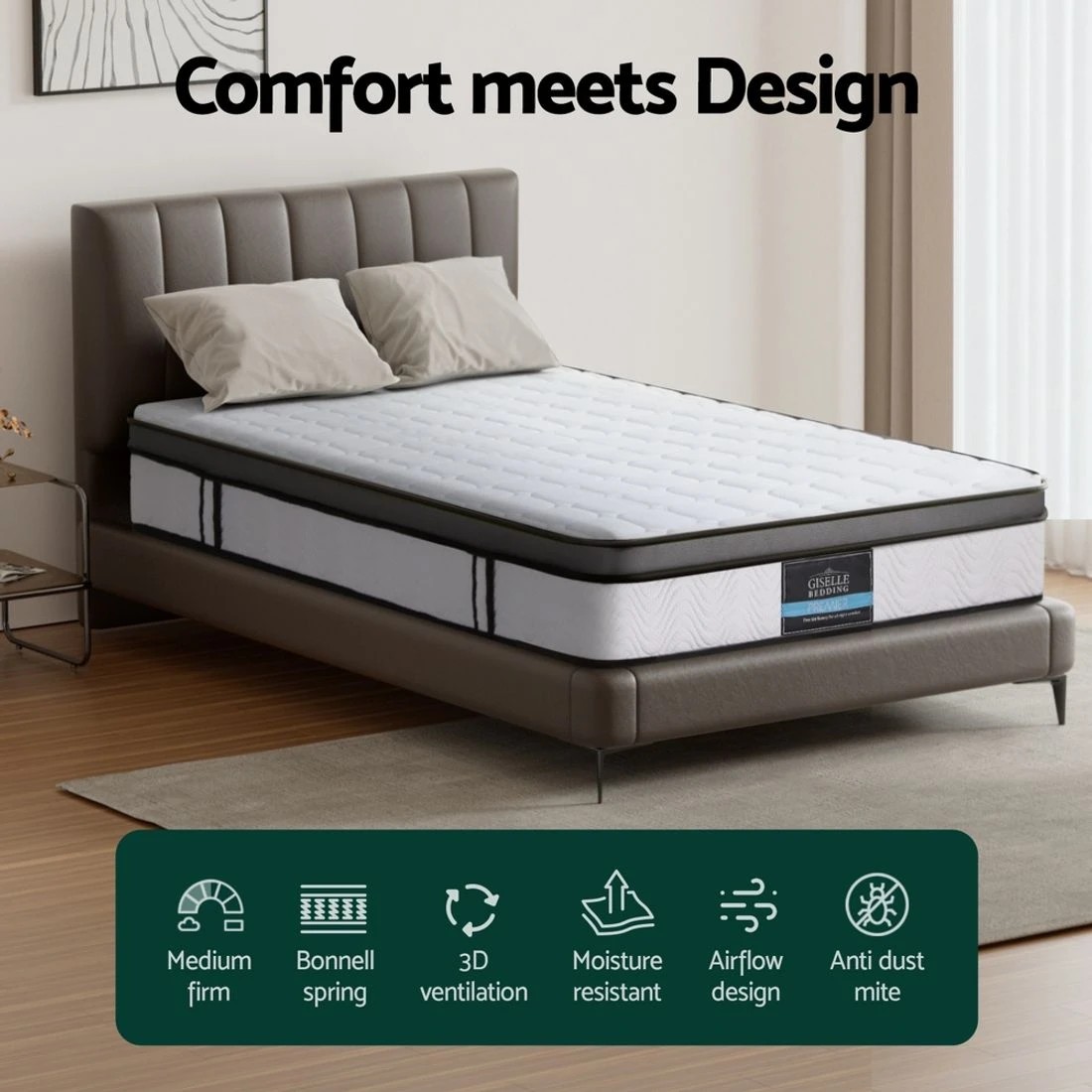 5 Giselle Mattress Cool Gel Foam 25cm King Single - King Single Bed - White, 5 of 7