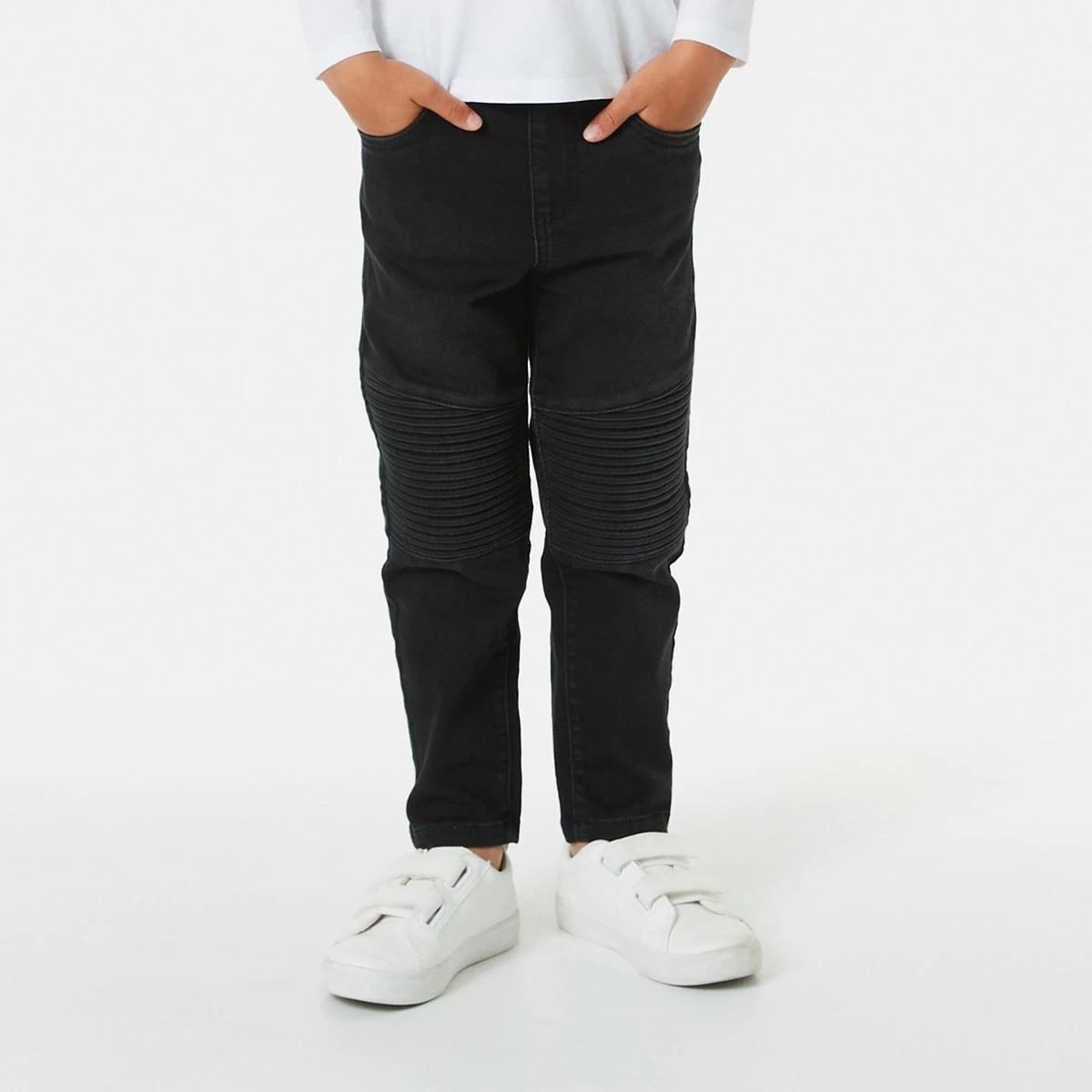 1 Knit Moto Denim Jeans Black Wash, 1 of 8
