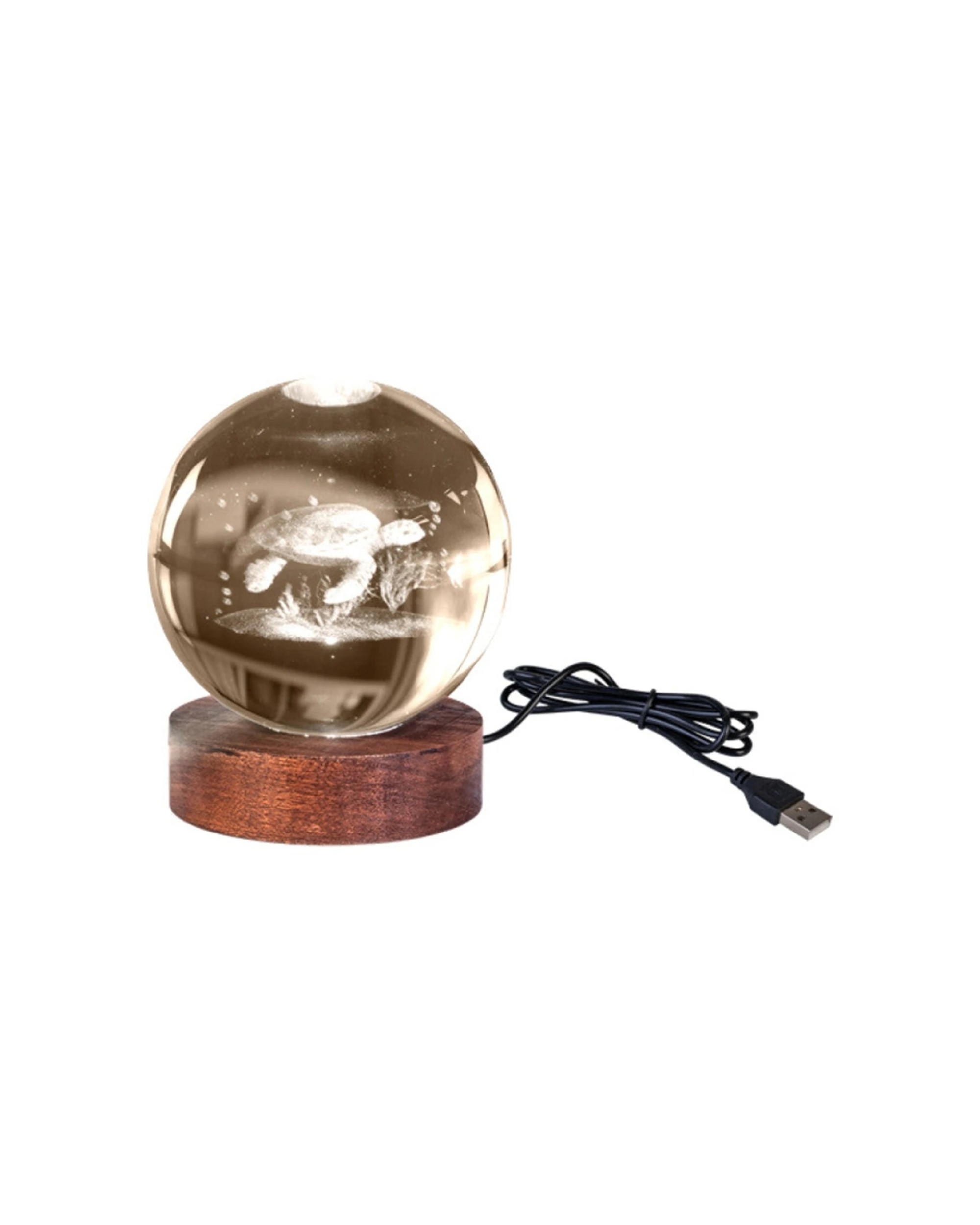1 Art Tech 3D Crystal Ball Colour Changing Lamp USB Powered Turtle - Clear, 1 of 2