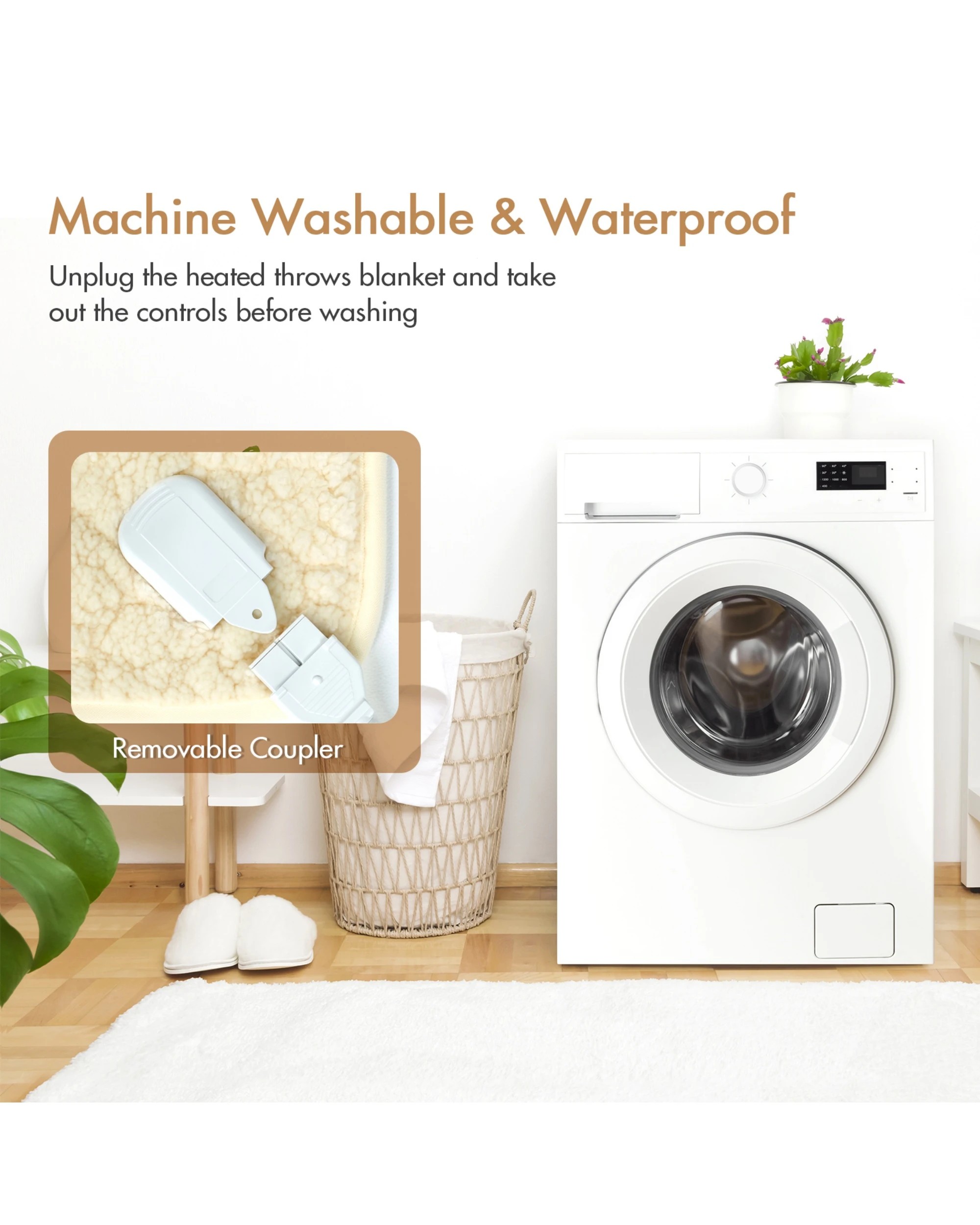 6 Advwin Double Size Electric Blanket Cotton Fluff Heated Mattress Pad With Dual Control 3 Heating Settings Beige, 6 of 9