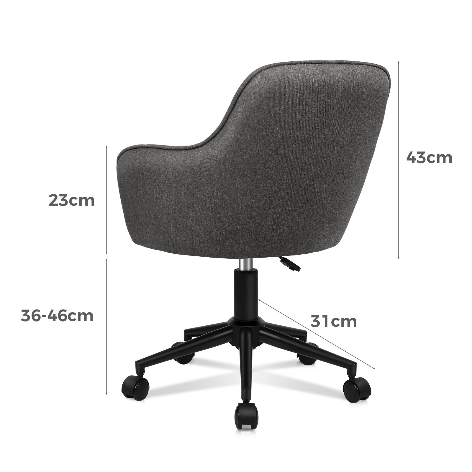 7 Alfordson Office Chair Fabric Swivel Armchair Computer Adult Kids - Grey, 7 of 10