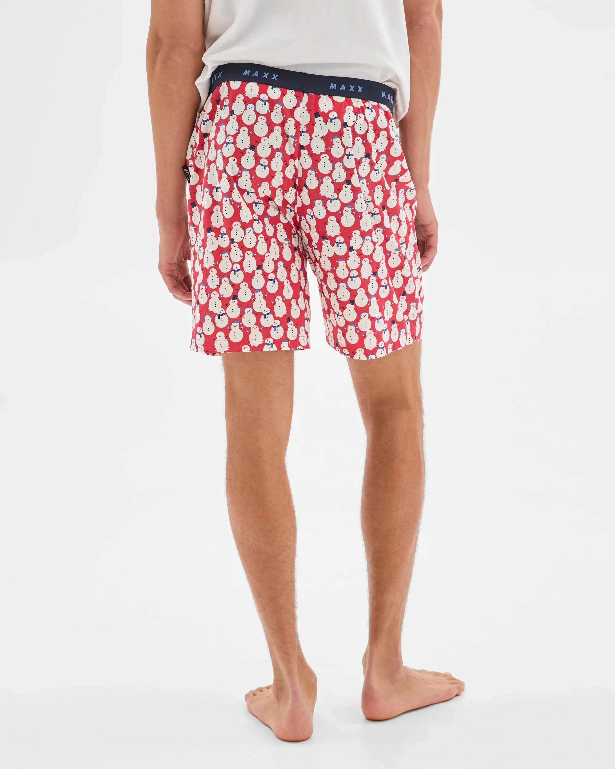 3 Christmas Snowman Mens Woven Lounge Sleep Short - Maxx CHRISTMAS SNOWMAN, 3 of 5