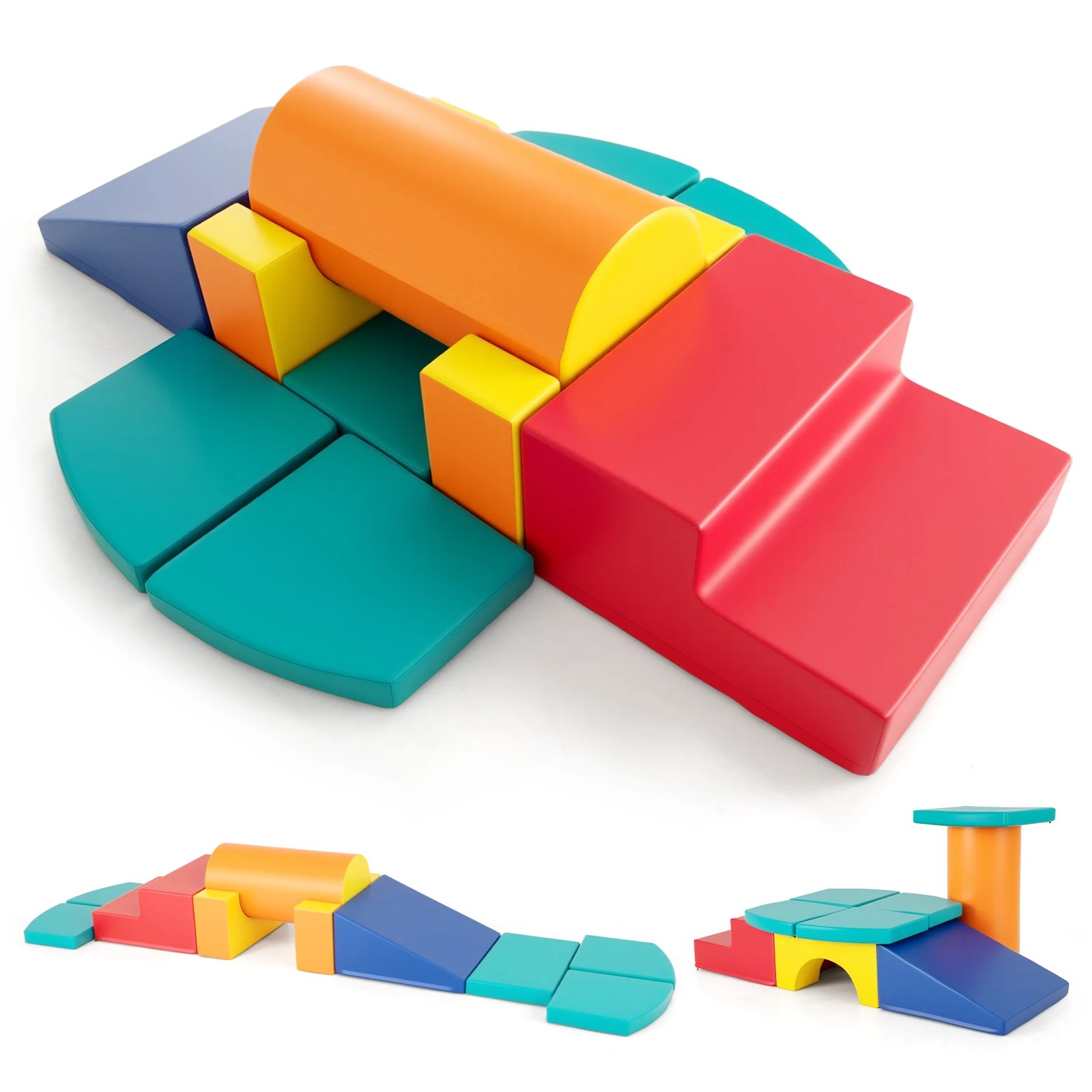 1 Costway 10PCS Large Soft Foam Building Blocks PU Leather Playset, 1 of 2