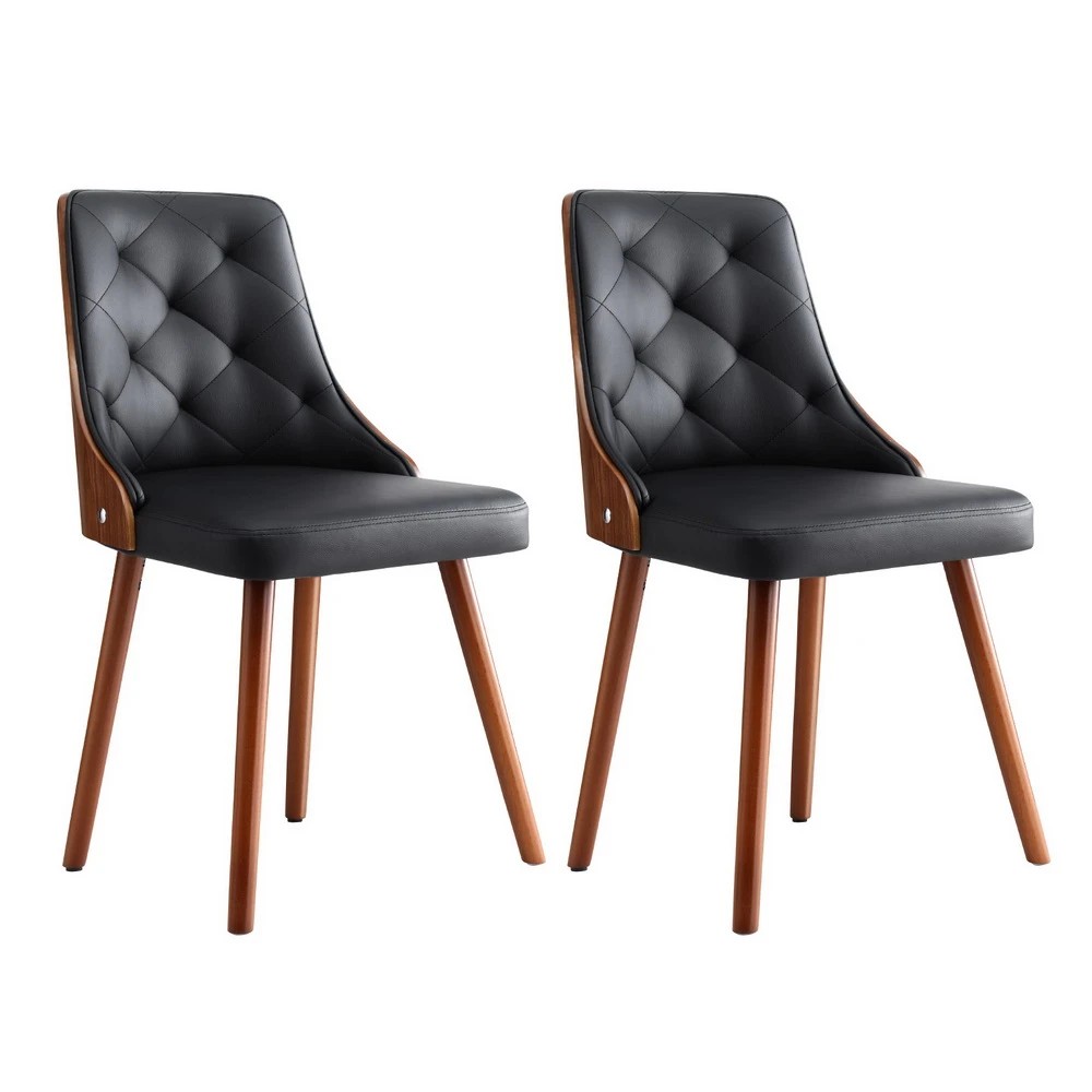 1 1 Set of 2 Artiss Dining Chairs PU - Black, 1 of 5