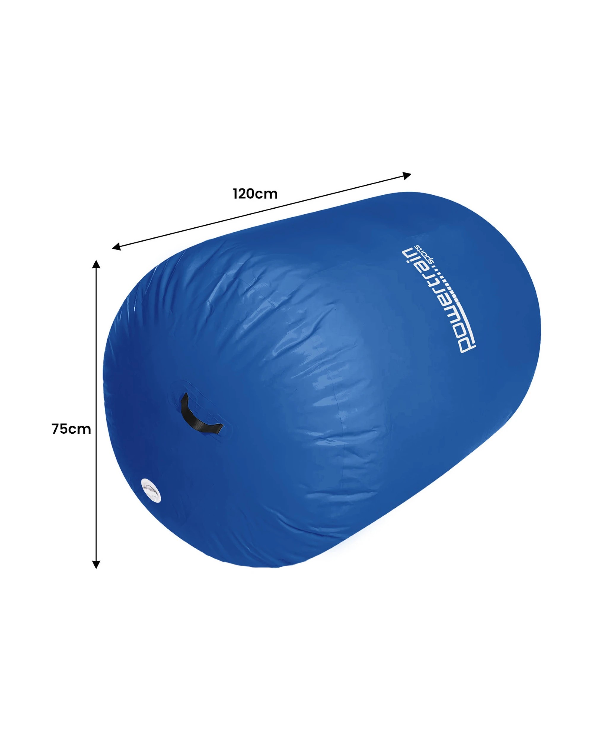 2 Powertrain 120cm x 75cm Inflatable Air Barrel Exercise Roller Gymnastics Training Aid - Blue, 2 of 5