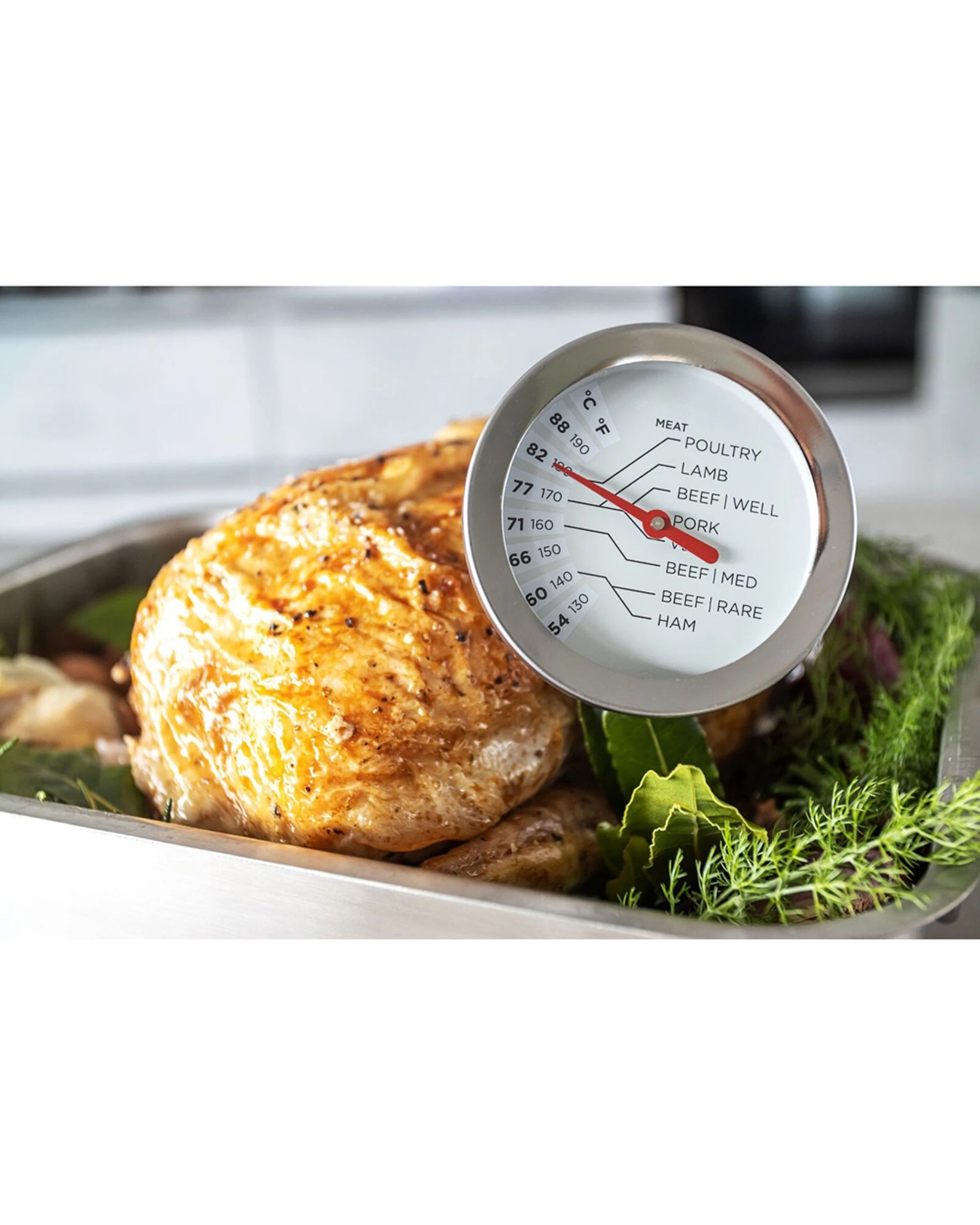 3 Mastercraft 2PK Meat Thermometer Stainless Steel Easy Read Dial 13.5cm Kitchen Cooking Tool Set - Silver, 3 of 3