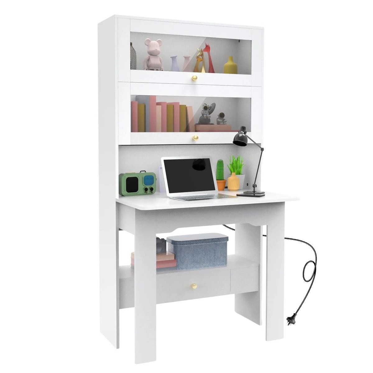 6 LUXSUITE Computer Desk Bookshelf Office Study Work Folding, 6 of 7