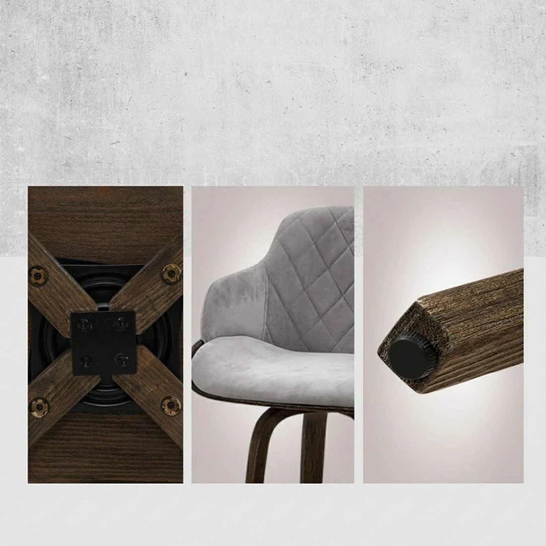 5 Artiss 4x Bar Stools Swivel Velvet Padded Wooden - Grey, 5 of 5