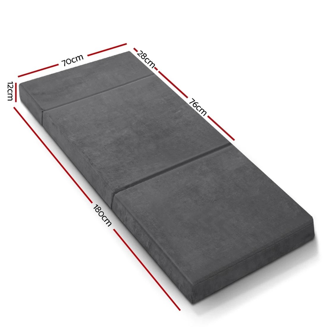 2 Giselle Bedding Foldable Mattress Folding Foam Bed Mat - Single Bed - Grey, 2 of 9
