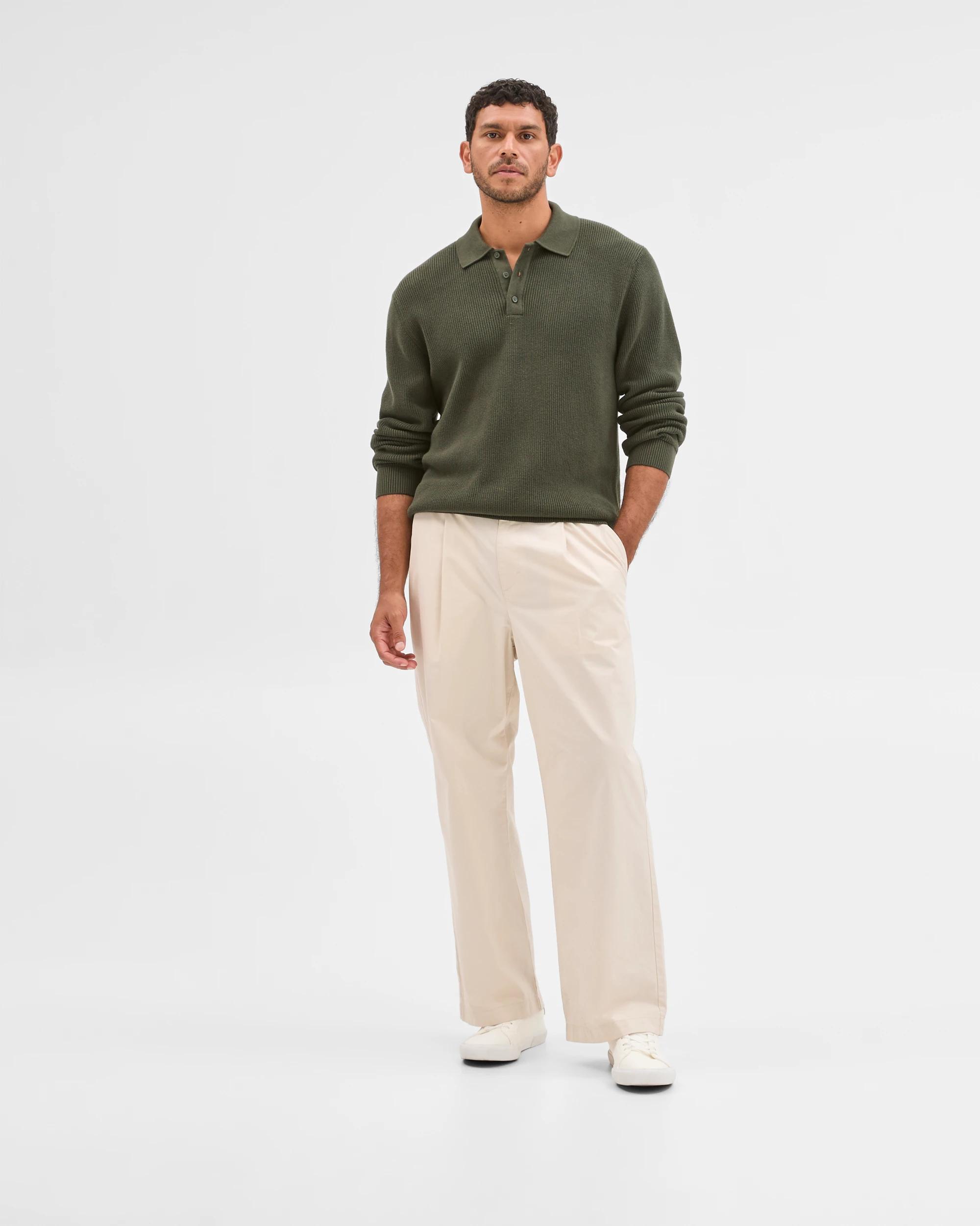 3 Target Man Australian Cotton Lightweight Long Sleeve Polo Neck Knit Sweater KHAKI, 3 of 6