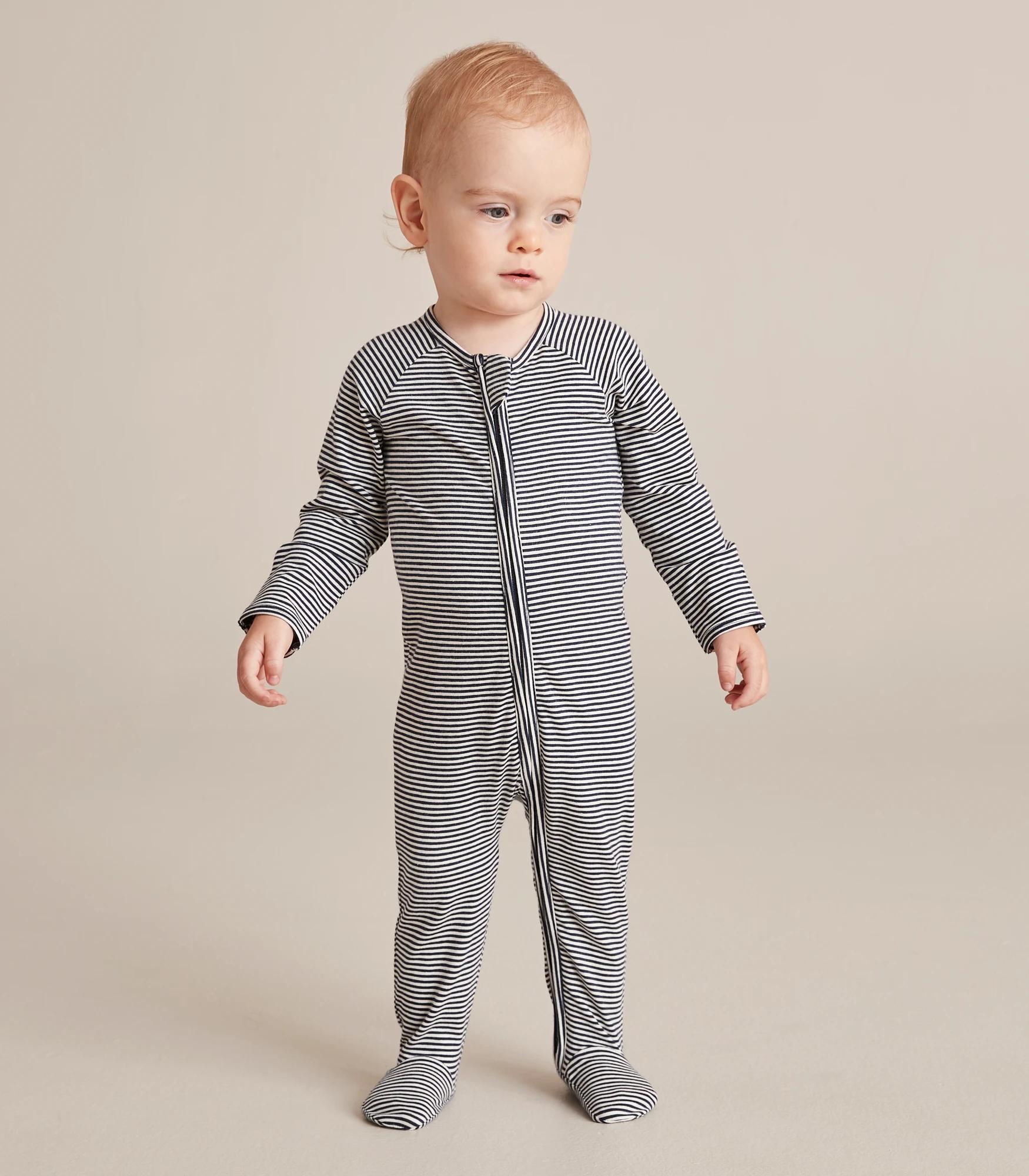 1 Target Baby Organic Cotton Stripe Coverall NAVY BLUE, 1 of 7