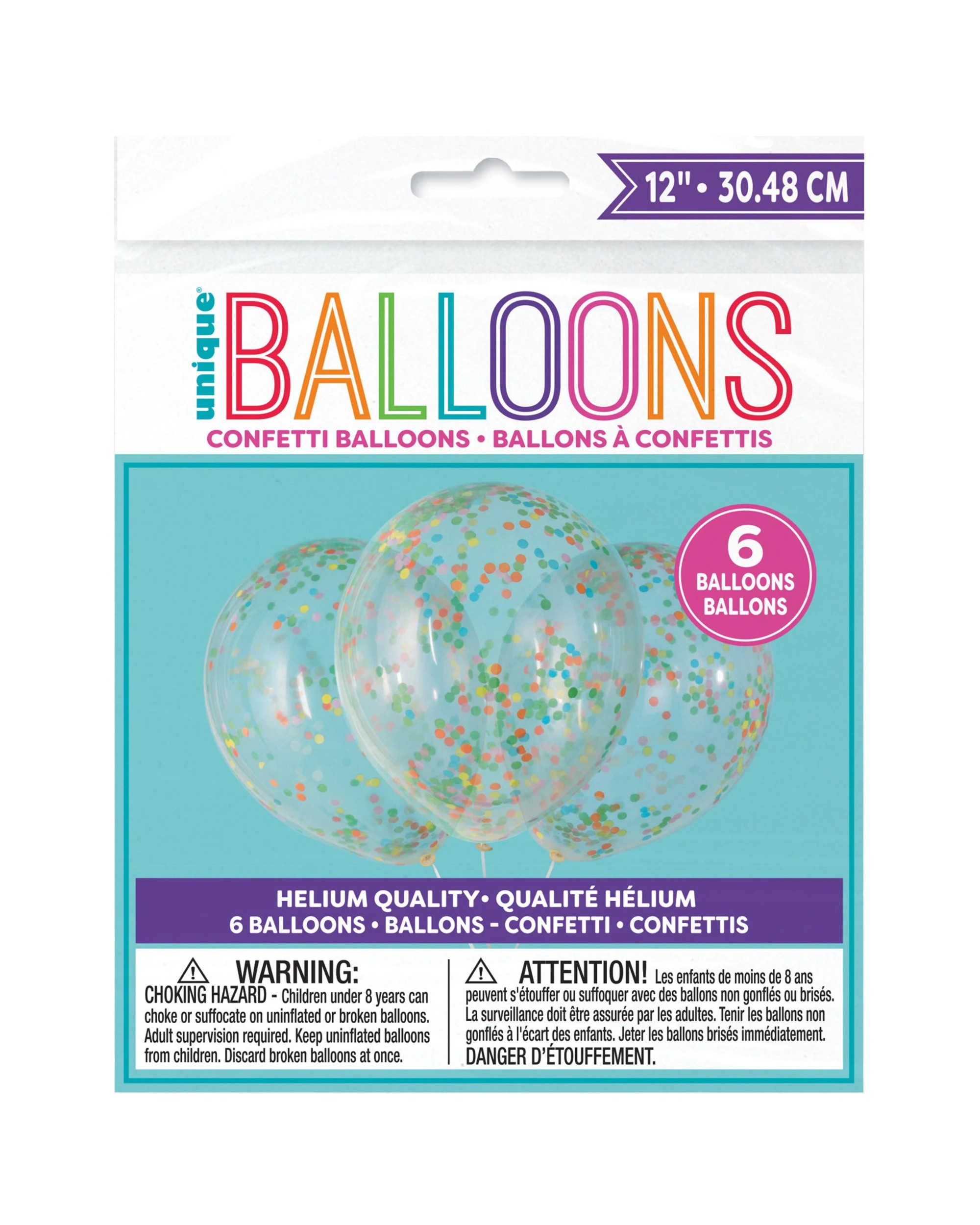 2 Unique Multi Colour Pre Filled Confetti Balloons Pack of 6 - Multi, 2 of 2