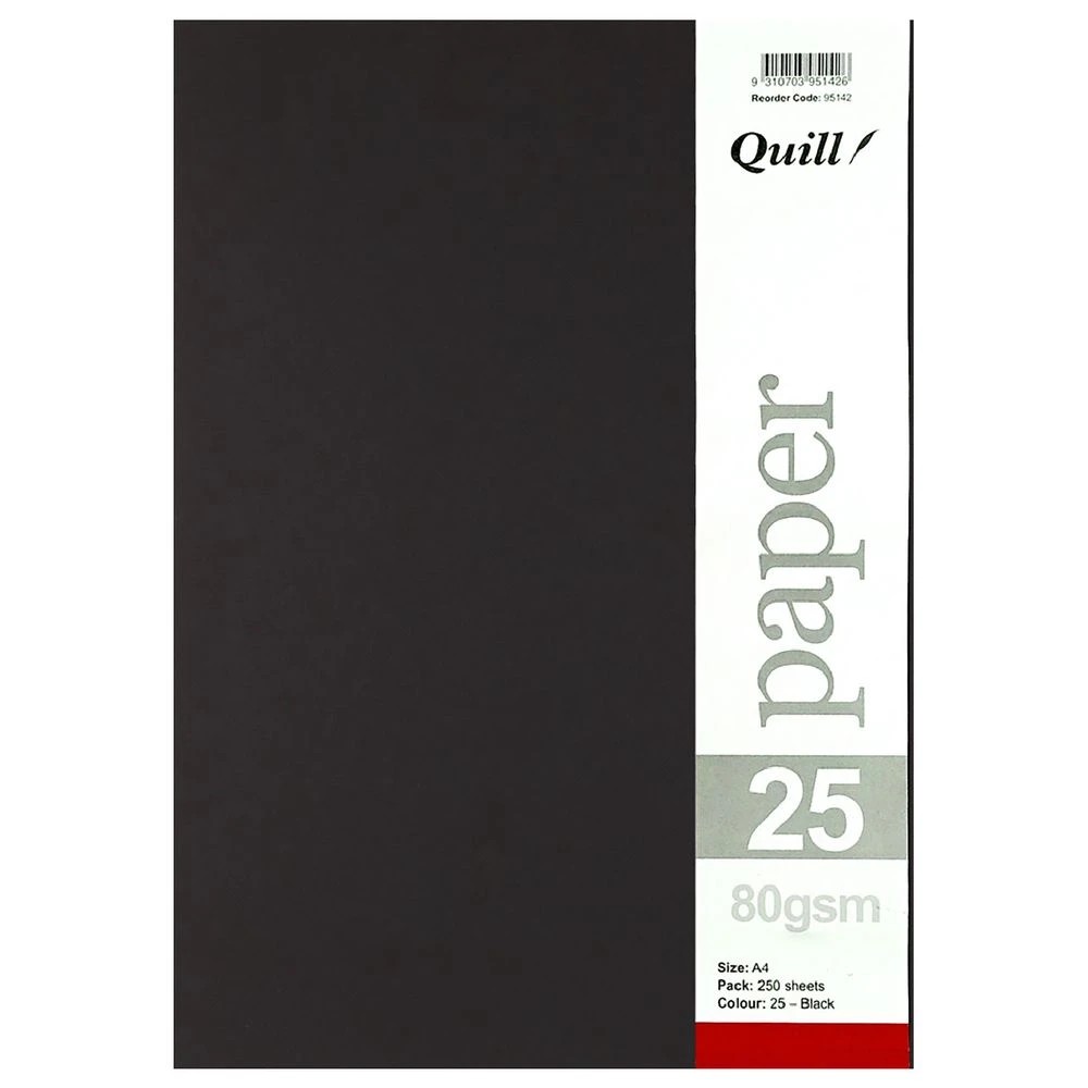 3 Quill A4 80gsm Paper Black 250 Pack, 3 of 3