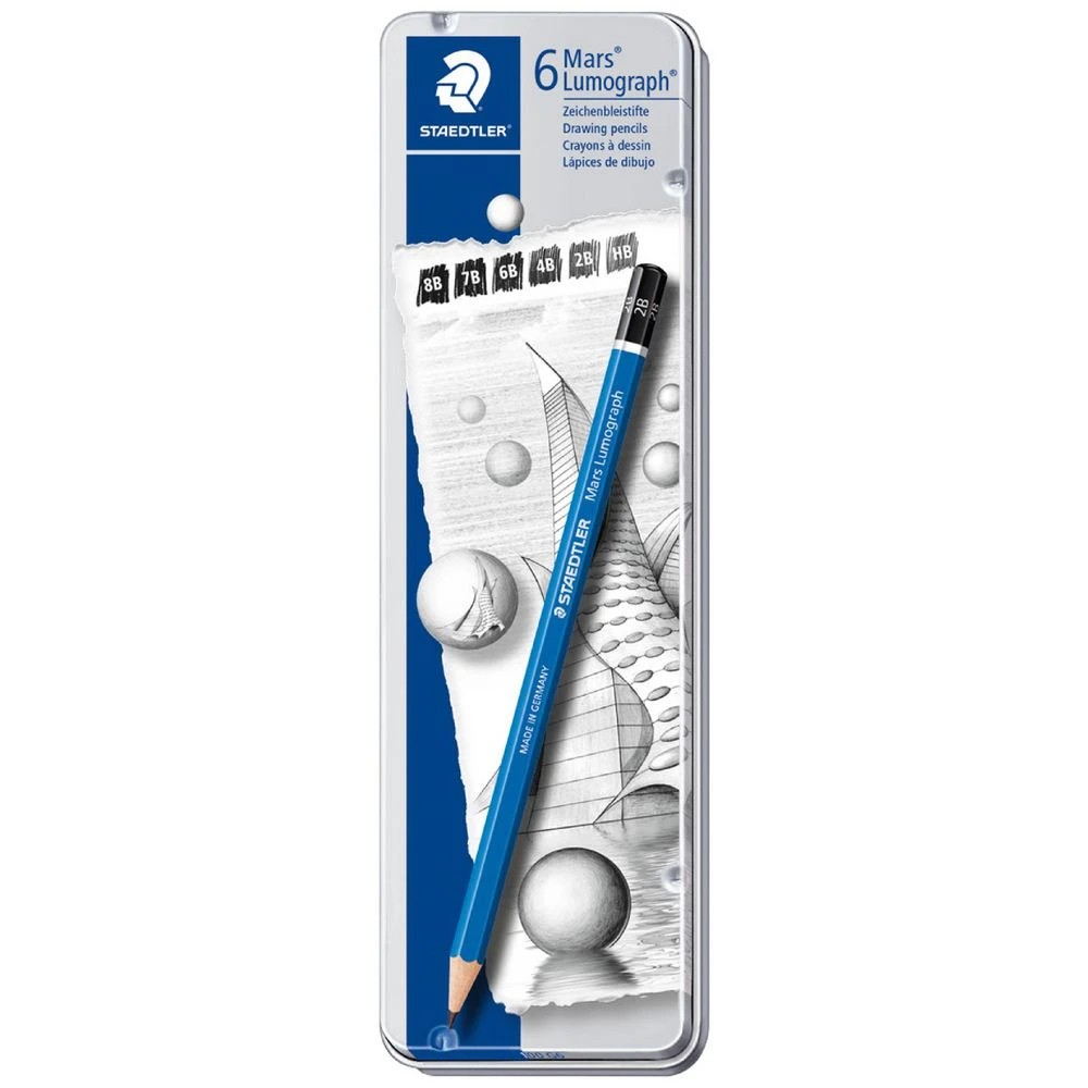1 Staedtler Mars Lumograph 100 Sketching Pencils 6 Pack, 1 of 7