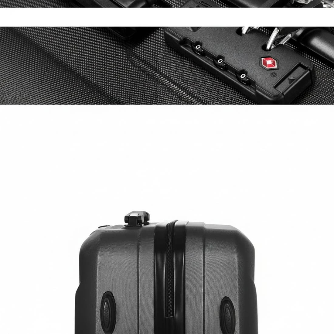 5 Wanderlite 2pc Luggage 12" 20" Trolley Travel Suitcase Storage Carry On TSA Lock - Black, 5 of 6