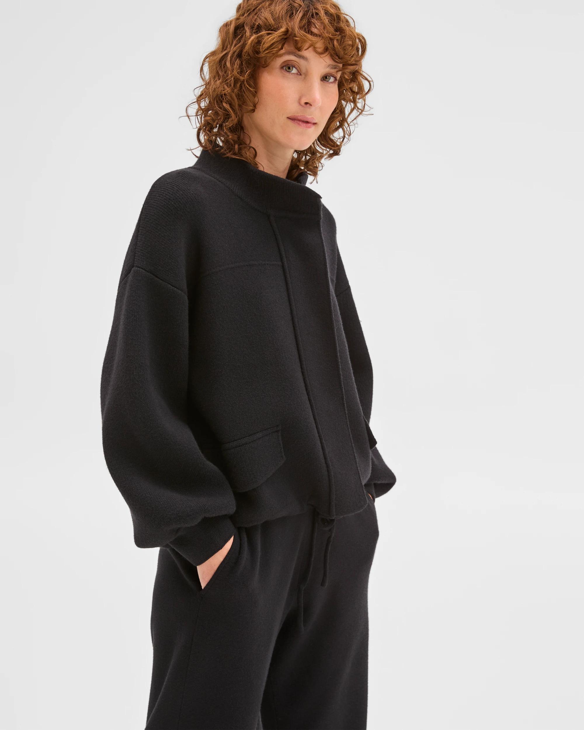 4 Target Woman Clean Knit Button Through Bomber Jacket BLACK, 4 of 5