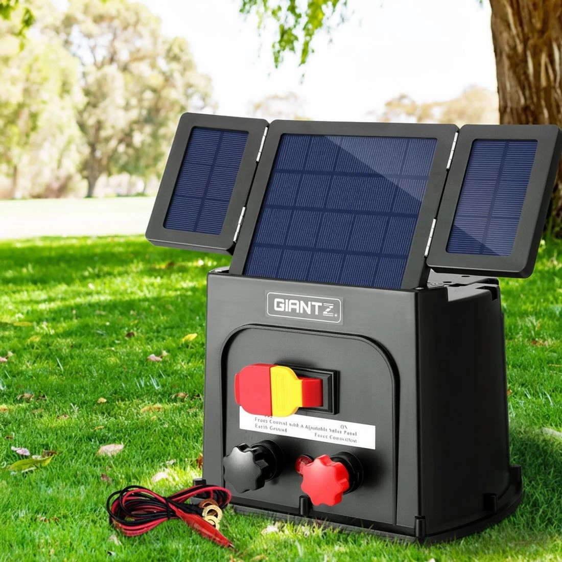 5 Giantz 8km Electric Fence Energiser PET Solar Energizer 0.3J - Black, 5 of 5