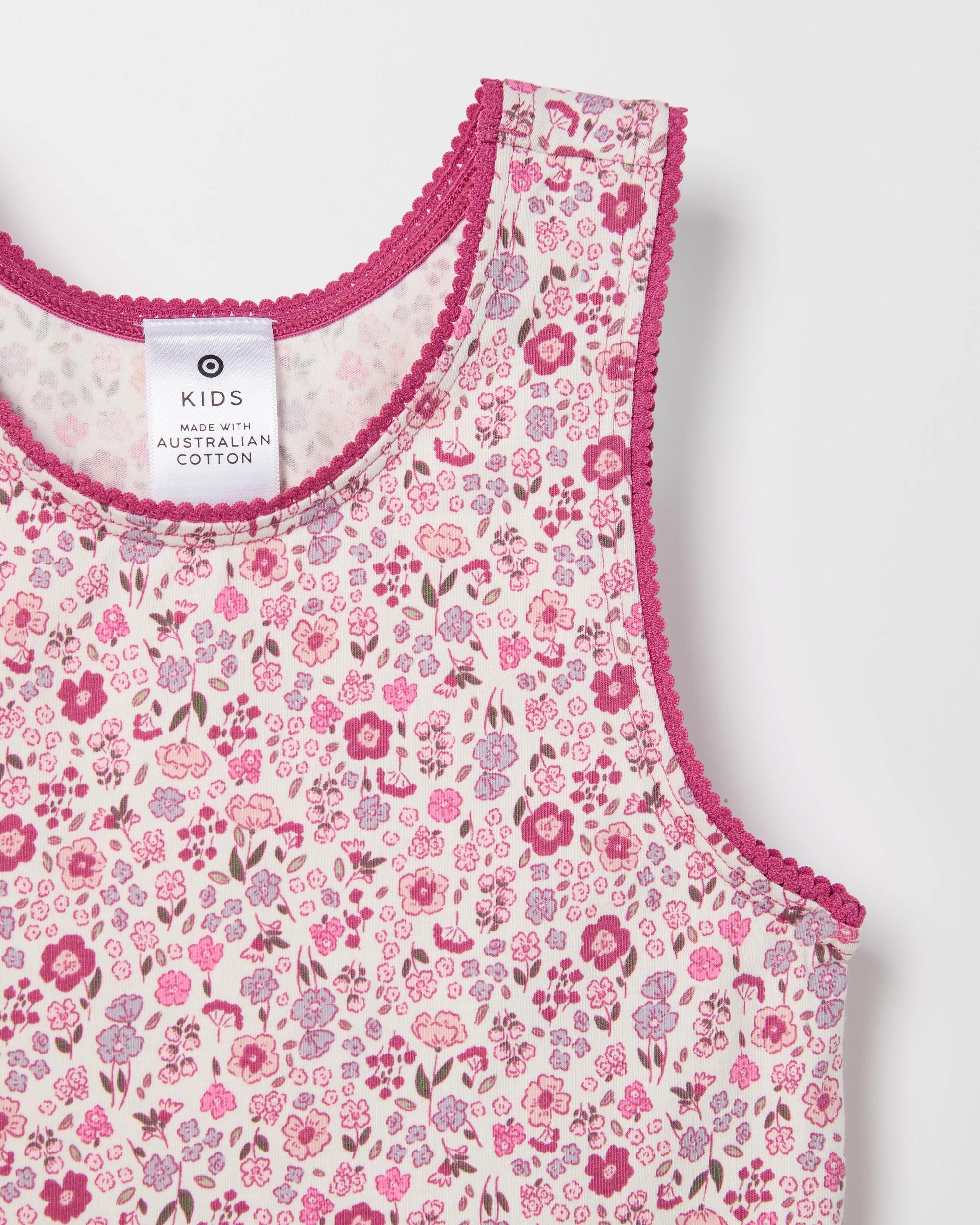 5 Maxx Australian Cotton Blend 3 Pack Younger Girls Singlet FLORAL, 5 of 5