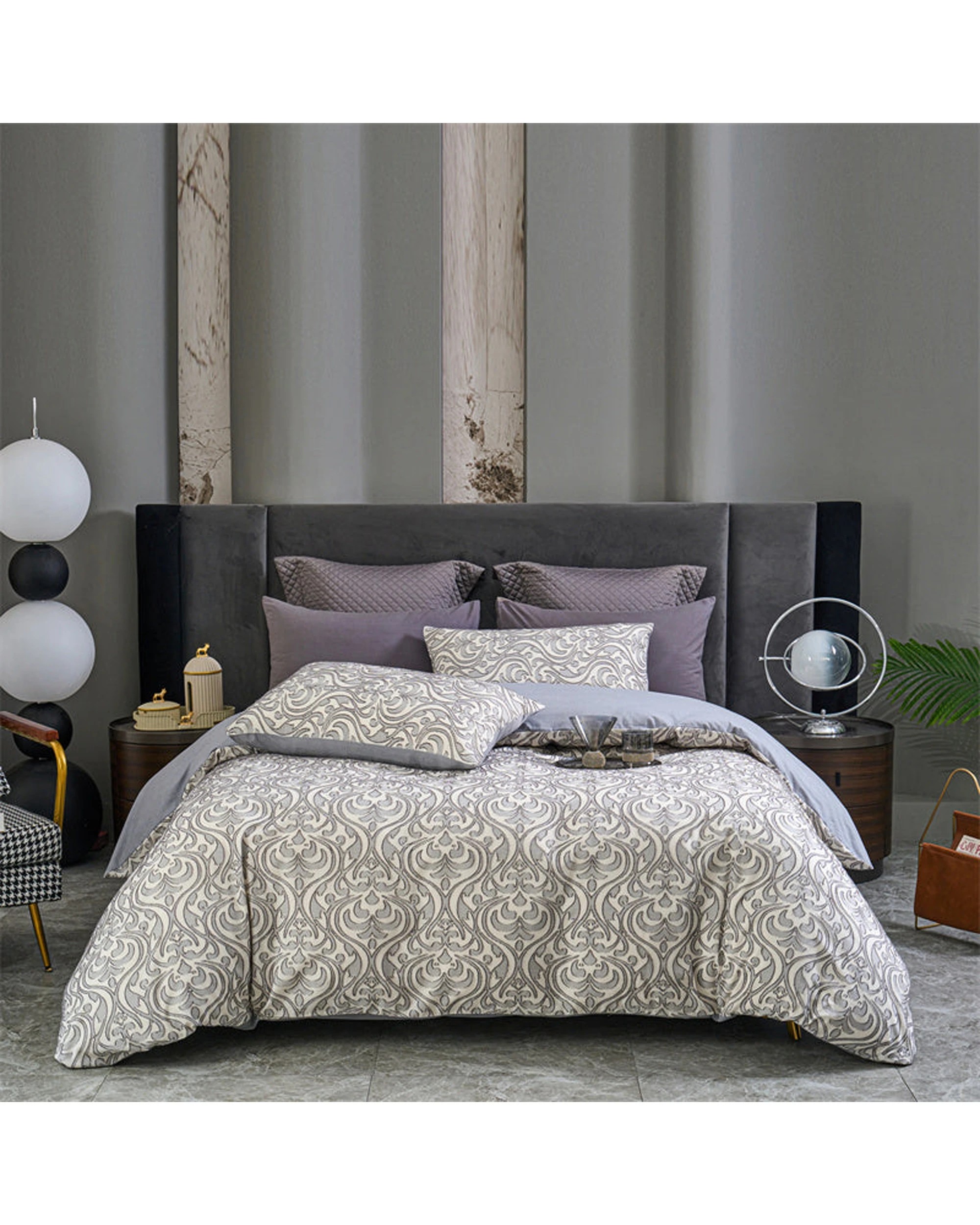 1 Cotton More 100% Cotton Cut Flower Patchwork Quilt Cover Set King - Grey, 1 of 7