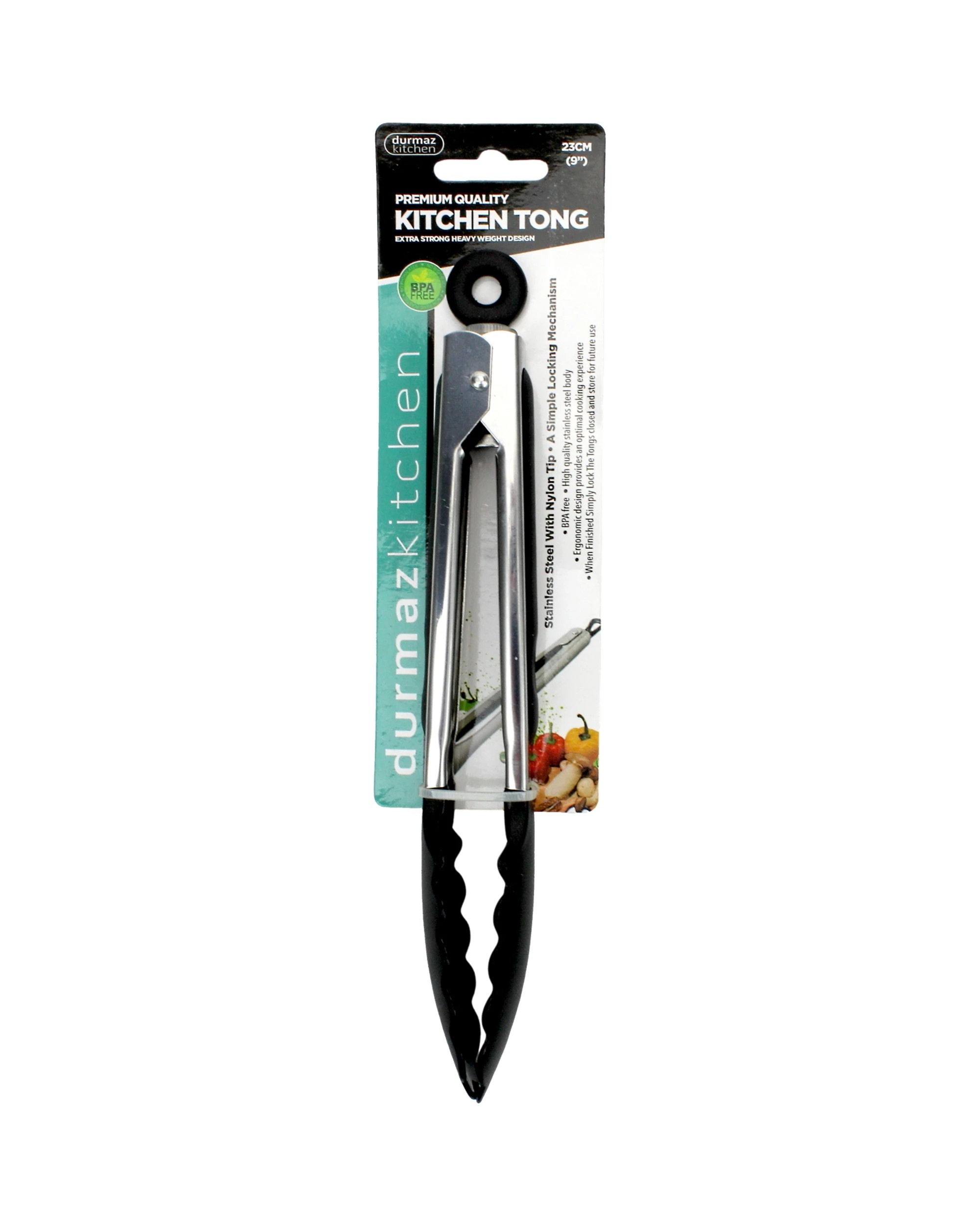 1 Durmaz Stainless Steel & Nylon Kitchen Tongs - Silver, 1 of 1