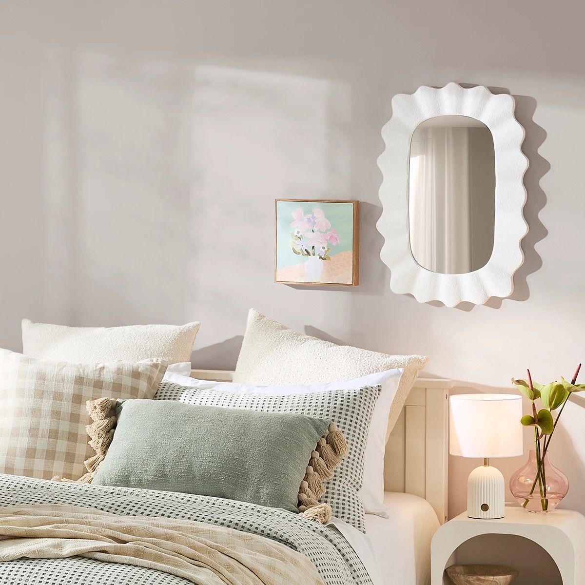 6 Textured Wave Mirror - White, 6 of 8