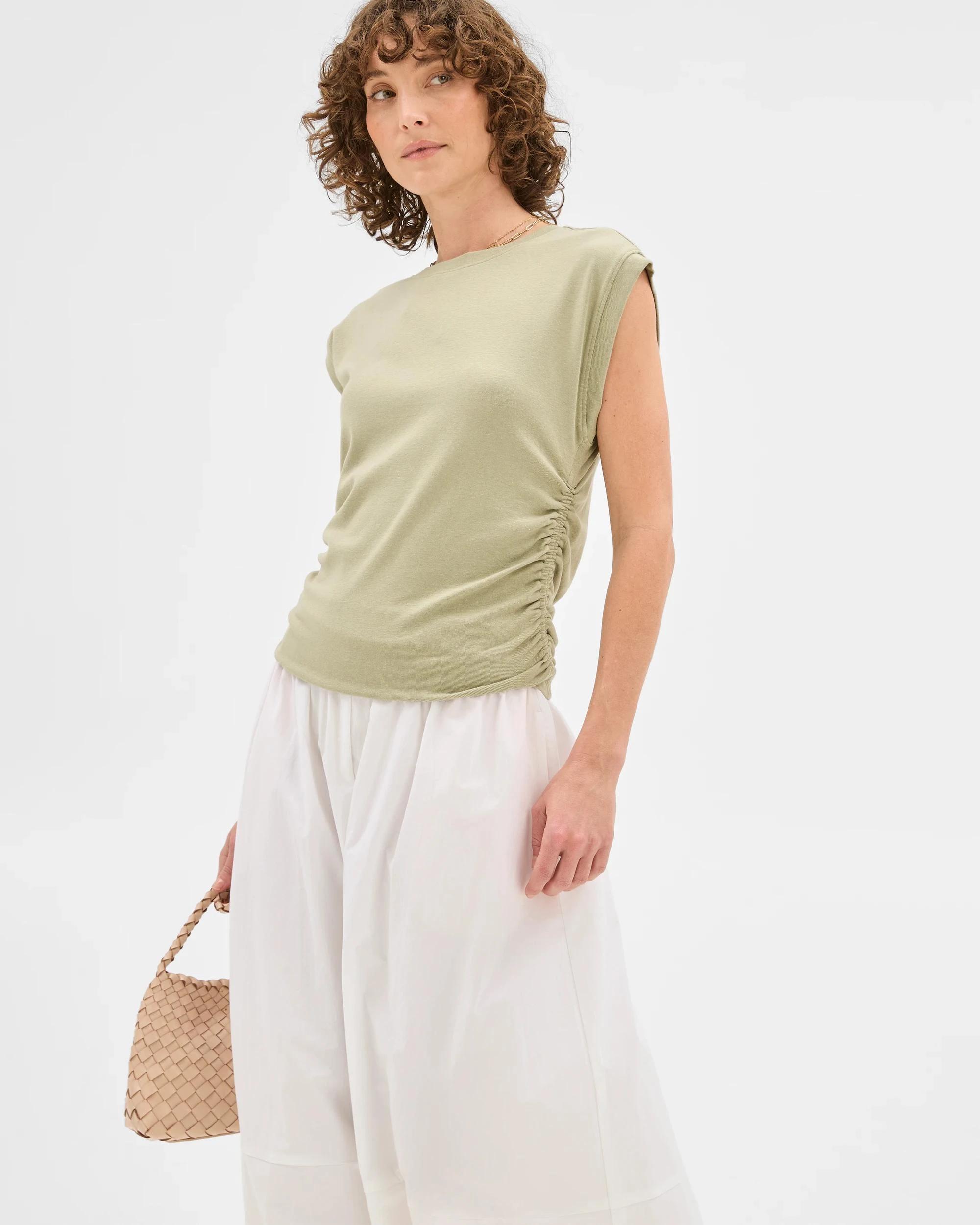 2 Target Gathered Waist Muscle T-Shirt ALOE VERA, 2 of 6