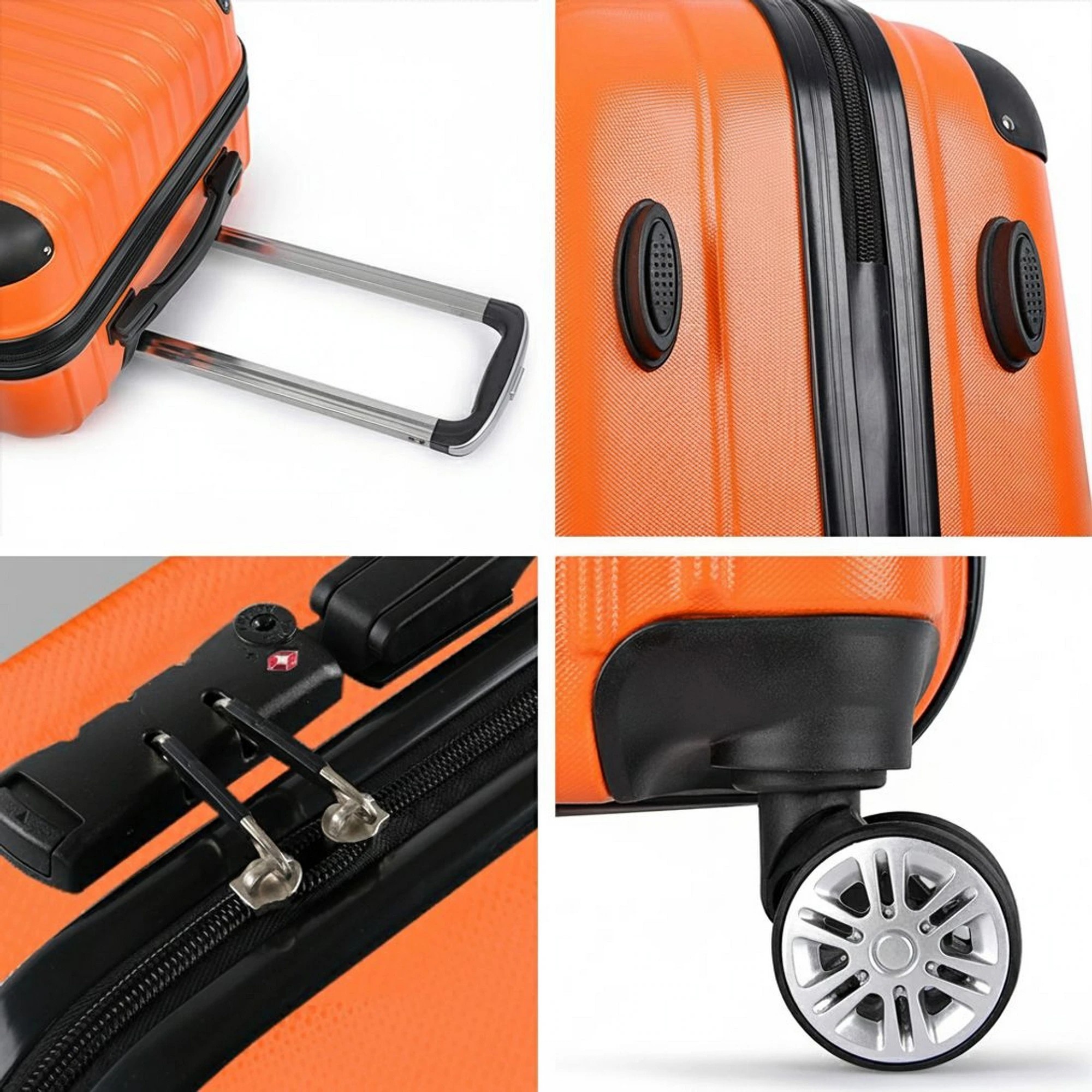 8 Wanderlite 3pc Luggage Trolley Travel Set Suitcase Carry On TSA Lock Hard Case Lightweight - Orange, 8 of 8