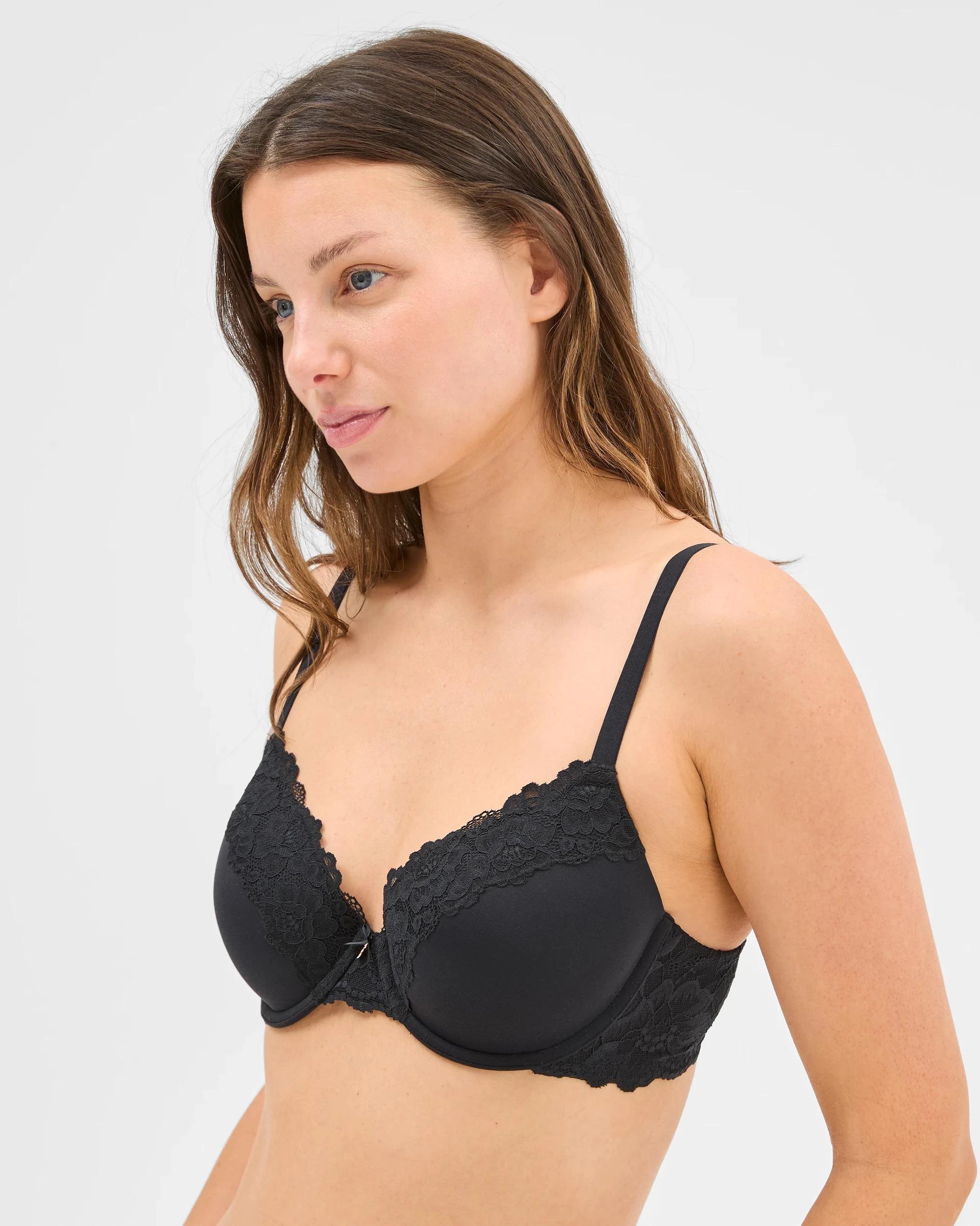 2 Target Woman Womens Lace Trim Overlay Underwire Bra BLACK, 2 of 4