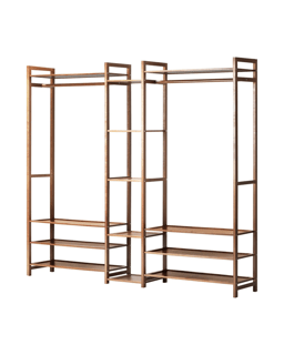 Oikiture Clothes Rack Open Wardrobe Garment Coat Hanging Rail Bamboo 13 Shelves
 - Nat