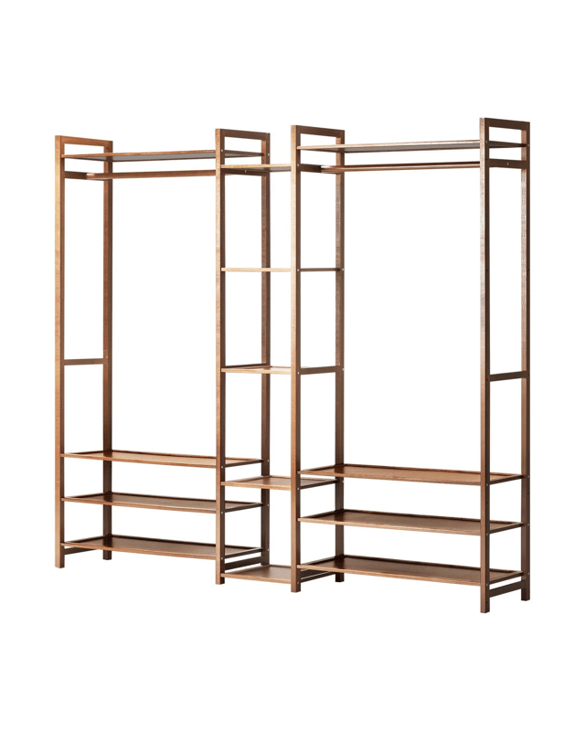 Oikiture Clothes Rack Open Wardrobe Garment Coat Hanging Rail Bamboo 13 Shelves
 - Nat