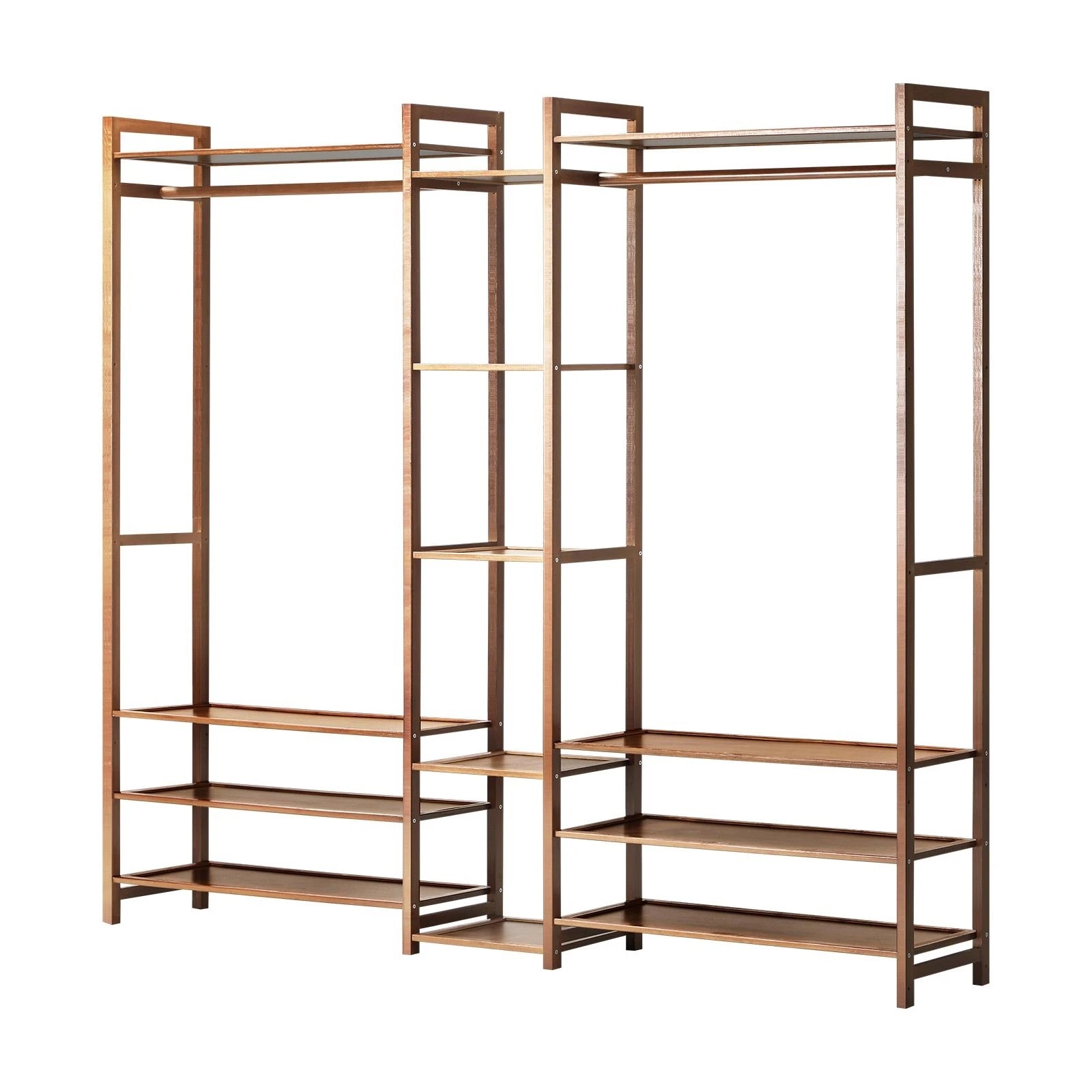 1 Oikiture Clothes Rack Open Wardrobe Garment Coat Hanging Rail Bamboo 13 Shelves
 - Natural, 1 of 10
