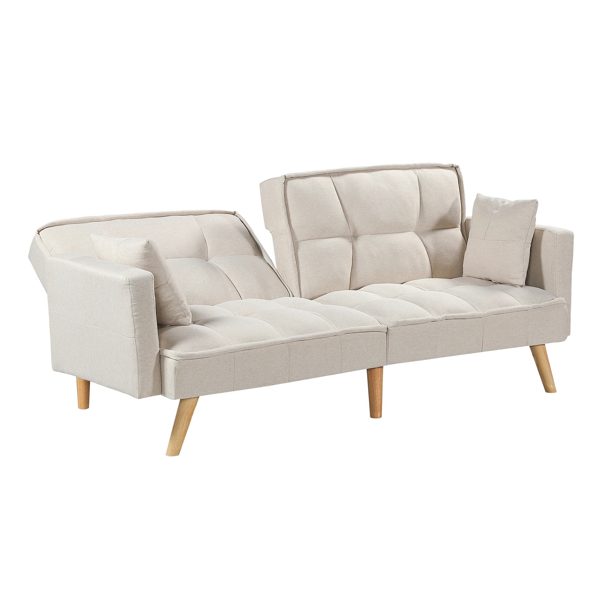 5 Levede Sofa Bed Futon Convertible Fabric Lounge Couch 3 Seater Recliner - Beige - Beige, 5 of 9
